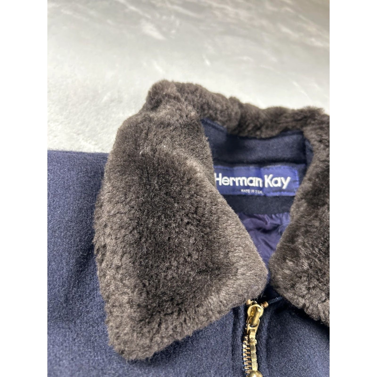 Vintage VINTAGE Herman Kay Coat Wool Blend Navy Faux Fur Collar Zip Womens M Size M / US 6-8 / IT 42-44 - 5 Thumbnail