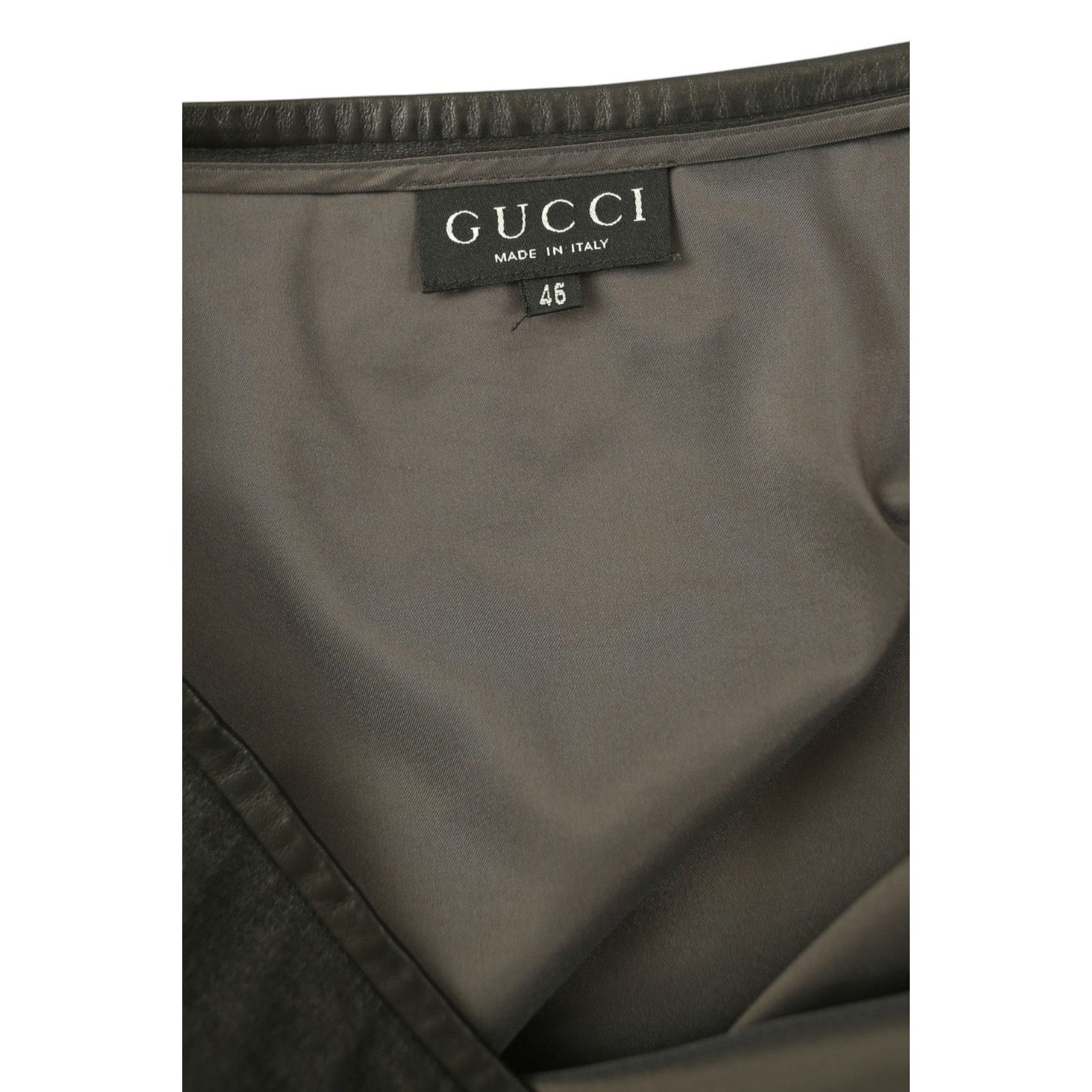 Gucci by Tom Ford F/W 1998 Leather Waist Wool Black Skirt Size 32" / US 10 / IT 46 - 3 Thumbnail