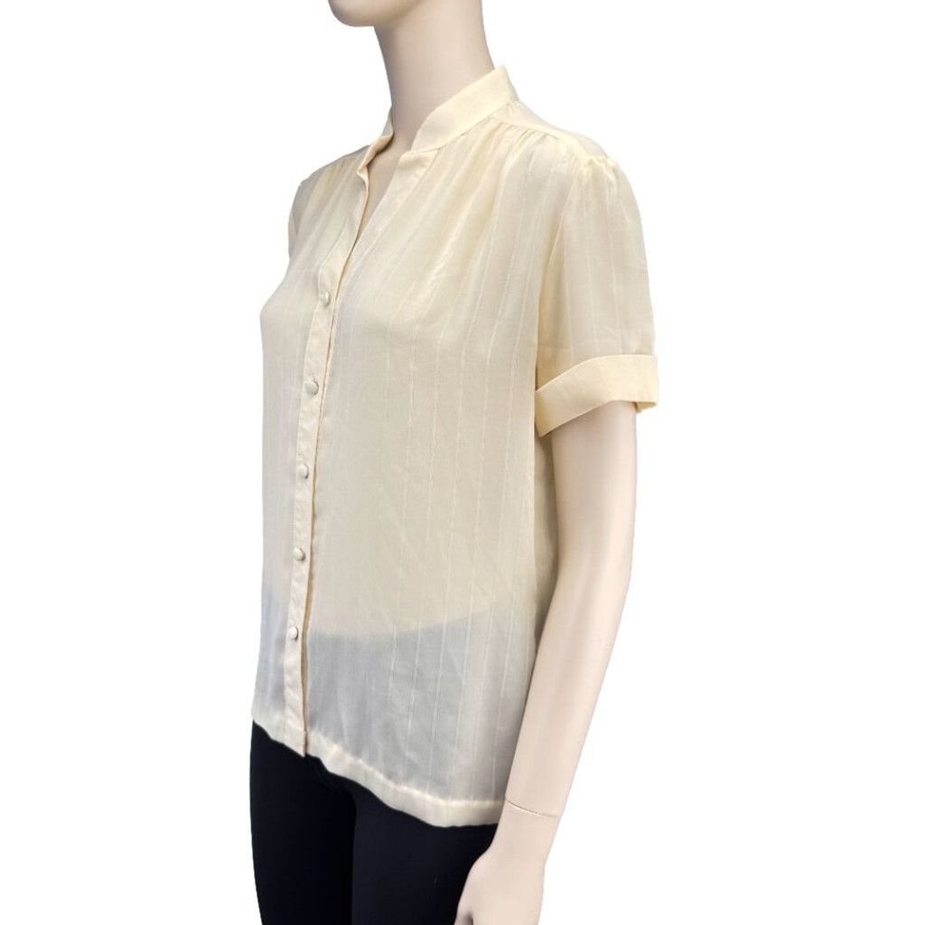 Pierre Balmain PIERRE BALMAIN Butter Cream Yellow Button Down Blouse 12 M Size XL / US 12-14 / IT 48-50 - 4 Thumbnail