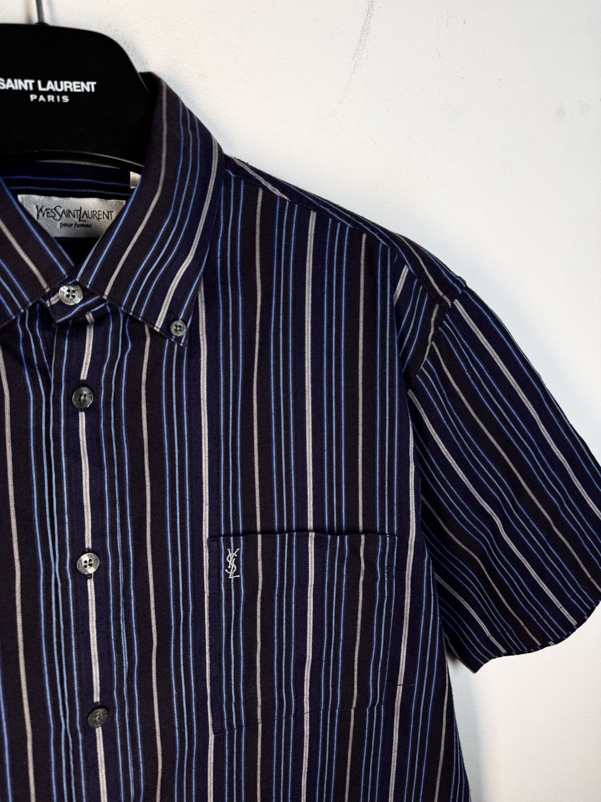 Yves Saint Laurent Super Soft YSL Shirt Summer Button Up w/ Logo Vintage Collar Size US L / EU 52-54 / 3 - 1 Thumbnail