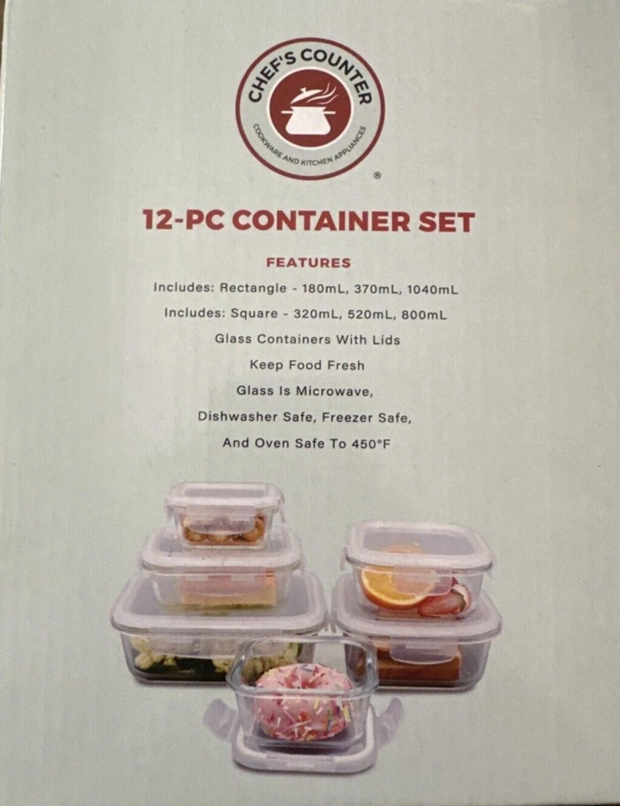 Other Chef's Counter 12 Piece Glass Container Set NEW Size ONE SIZE - 3 Thumbnail