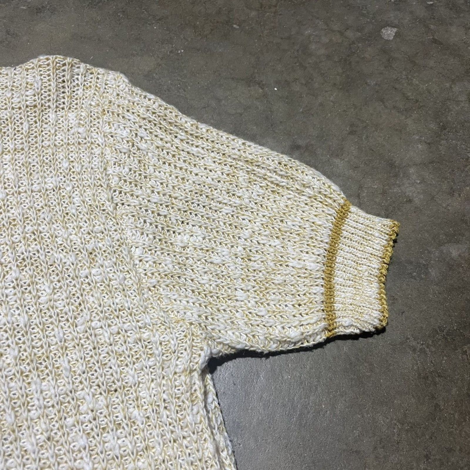 Vintage Vintage 60s Towncraft Yellow Acrylic Short Sleeve Sweater Size M / US 6-8 / IT 42-44 - 2 Thumbnail