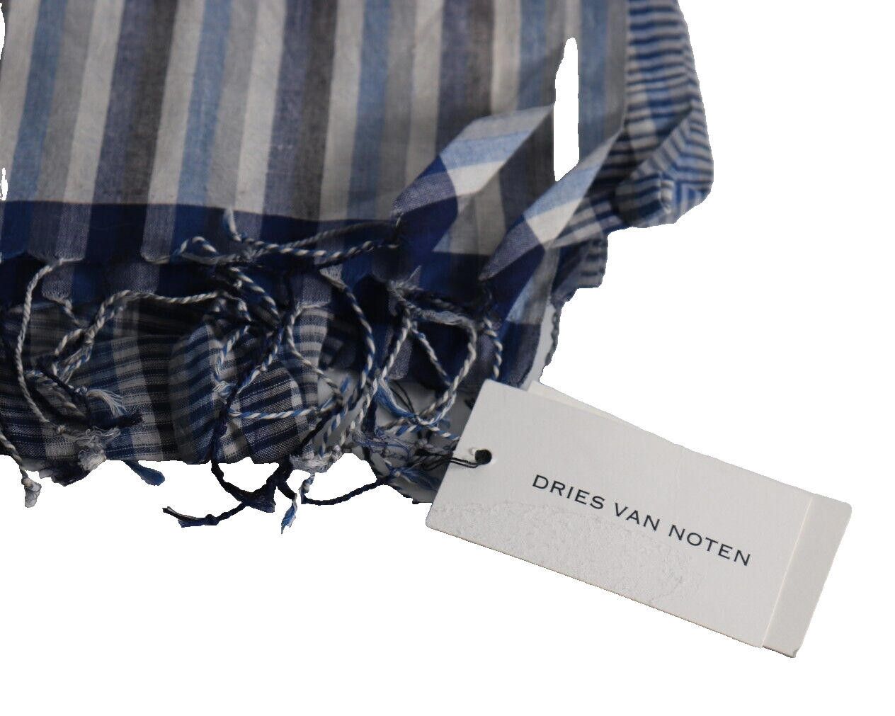 Dries Van Noten Dries Van Noten Unisex Blue Striped Farriss Scarf Cotton NWT Size ONE SIZE - 2 Thumbnail