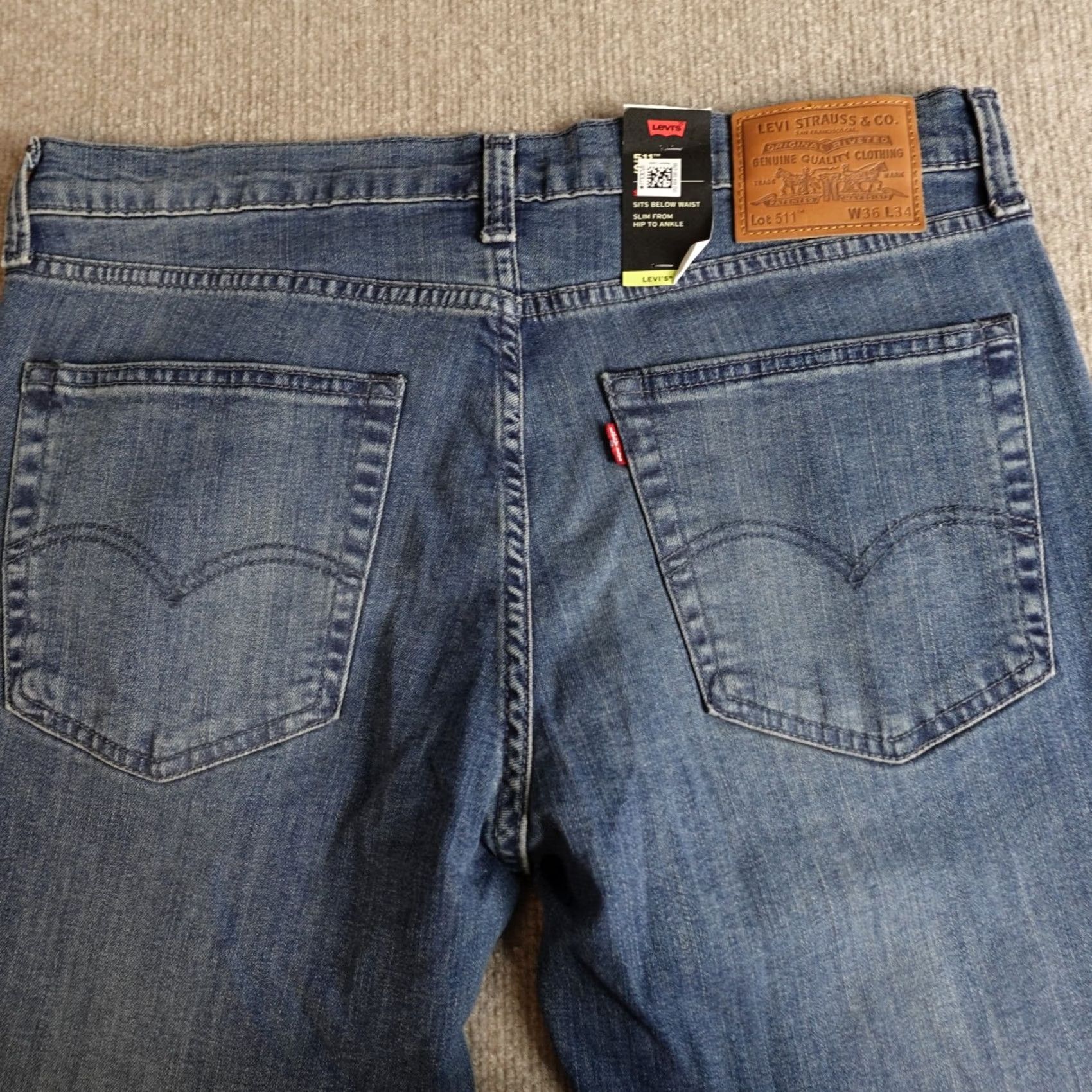 Levi's Levi's 511 Jeans 36 x 33 Blue Zip Fly Regular 5-Pocket Denim Cotton Polyester Mens Straight Big E NEW Size US 36 / EU 52 - 3 Thumbnail