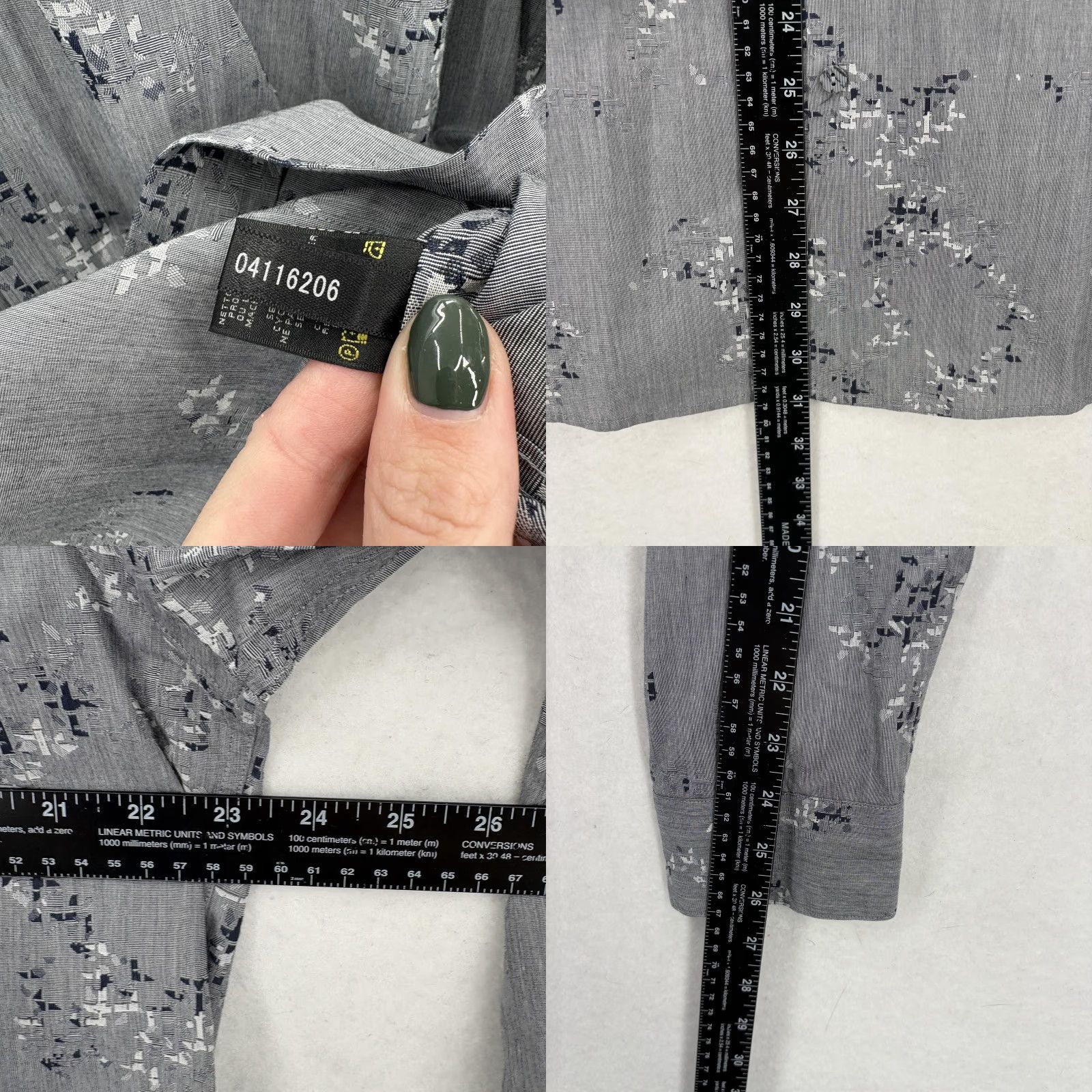 Vintage Jhane Barnes Shirt Mens Large Gray Classic Fit Abstract Pattern 100% Cotton Dress Shirt Geometric Size US L / EU 52-54 / 3 - 8 Thumbnail
