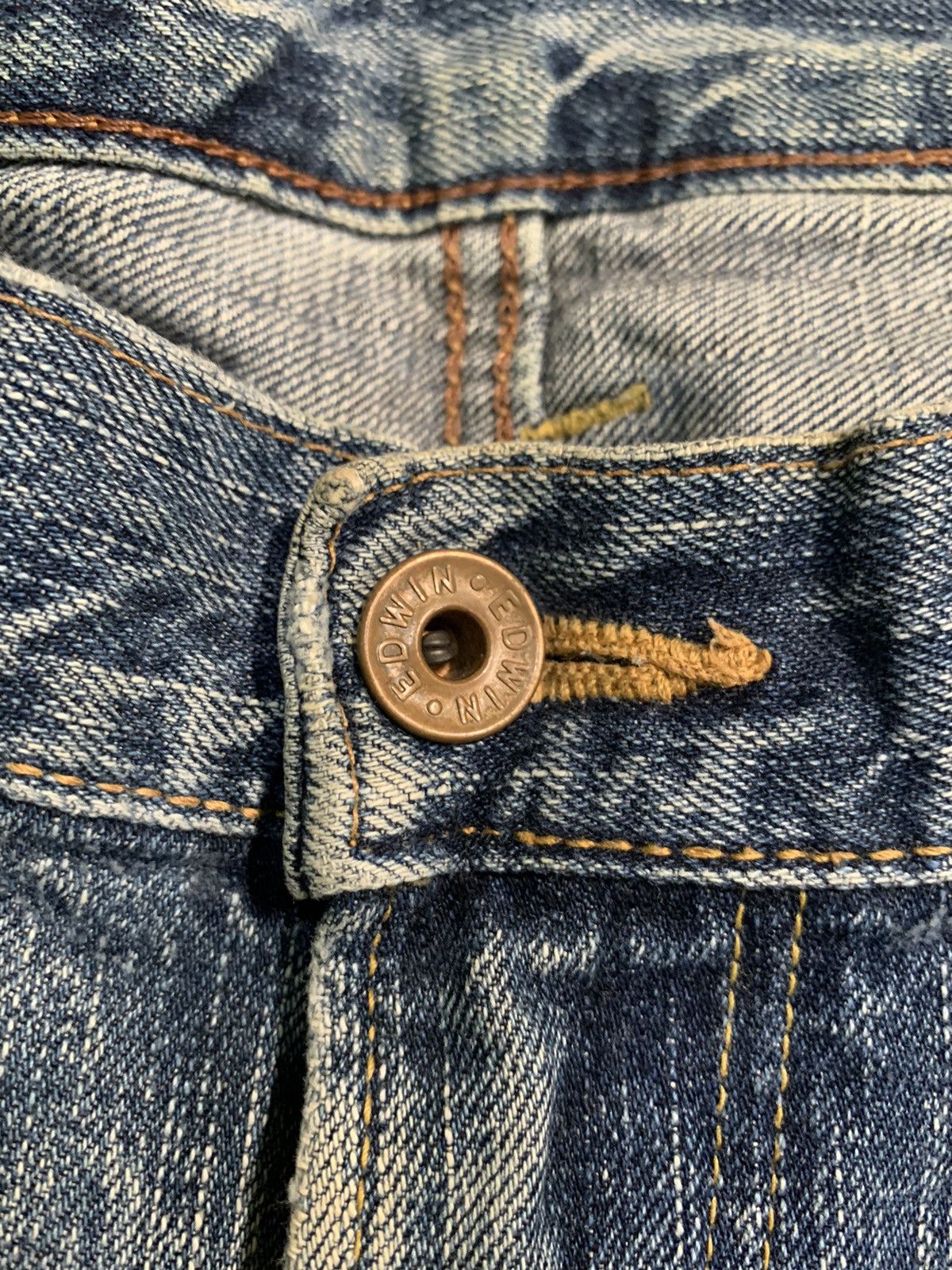 Japanese Brand VINTAGE EDWIN 505Z SELVEDGE RUSTY JAPANESE DISTRESSED DENIM Size US 35 - 20 Thumbnail