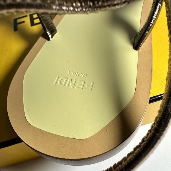 Fendi - New FENDI Metallic Nappa Fendi O'Lock Gladiator Flat Sanda Size US 7.5 / IT 37.5 - 4 Thumbnail