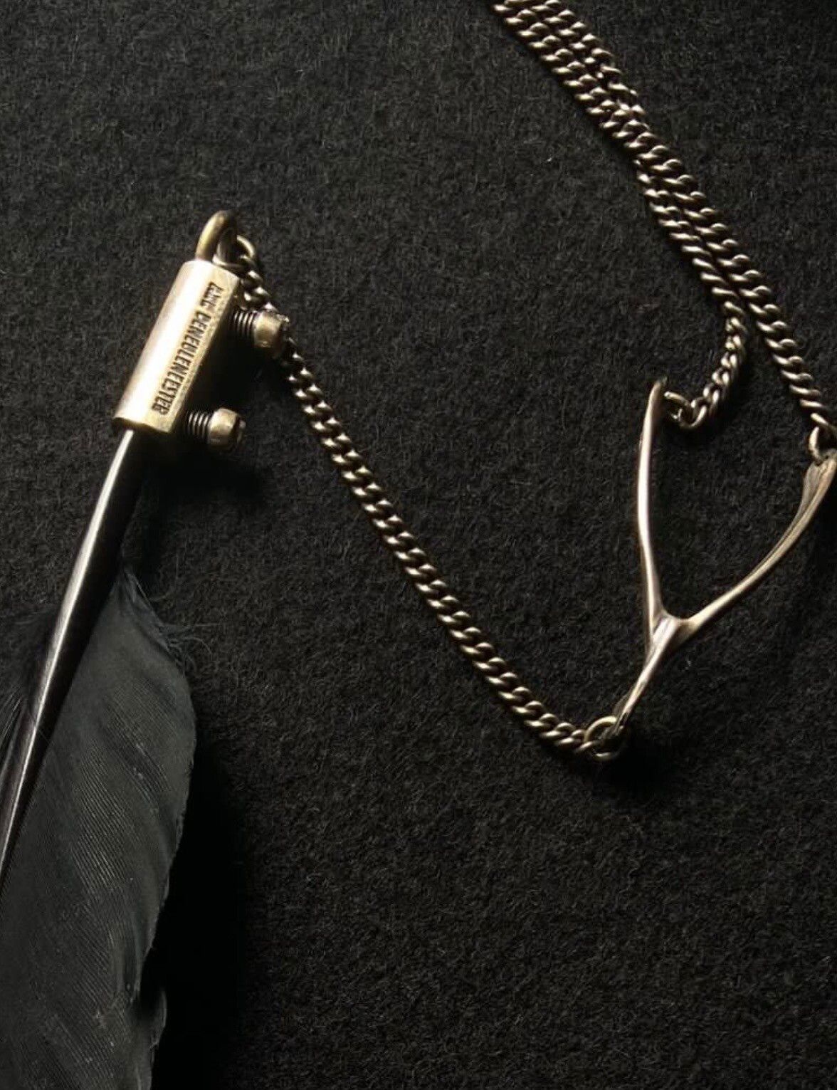 Pre-owned Ann Demeulemeester X Archival Clothing Ann Demeulemeester Wishbones Feather Silver Necklace