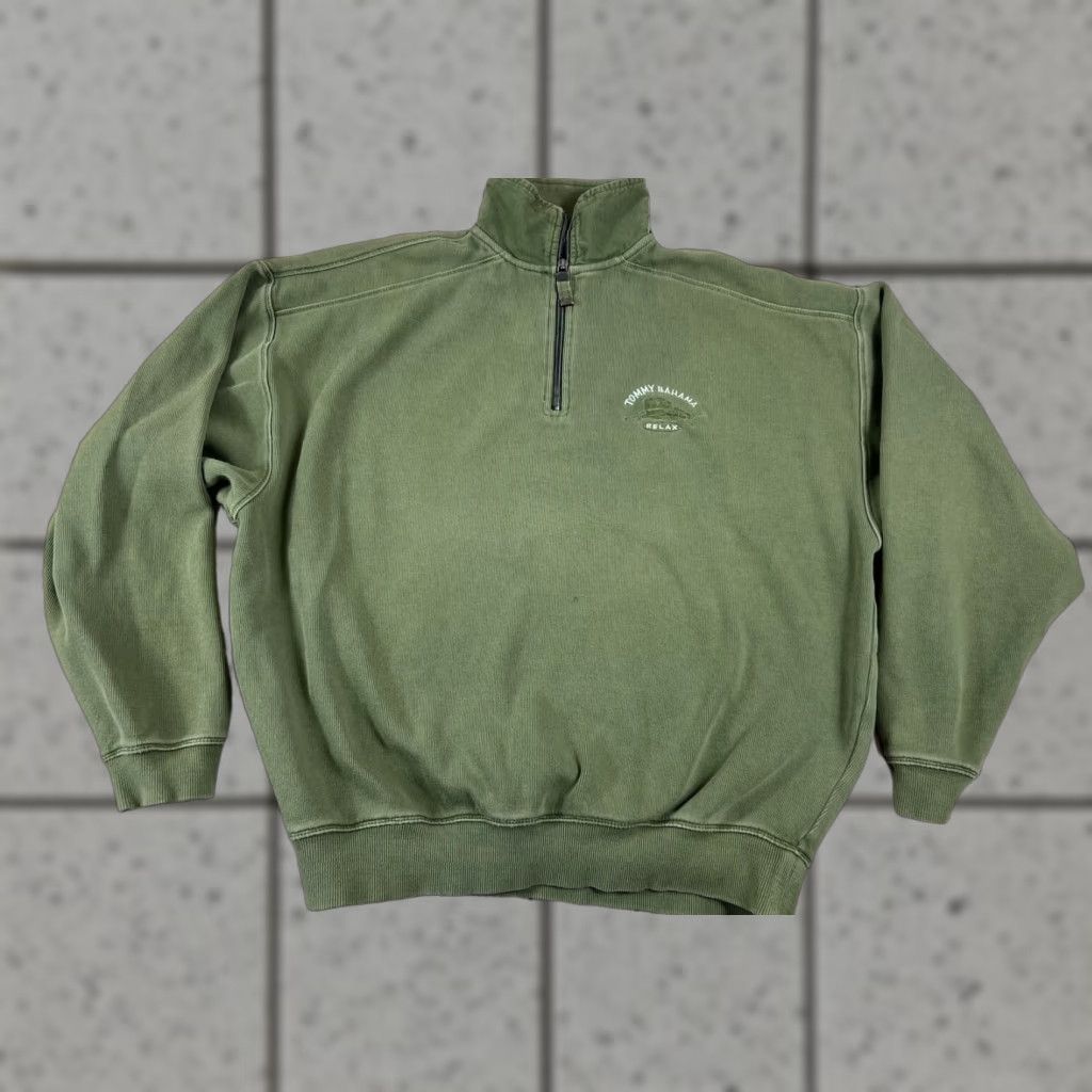 Tommy Bahama VINTAGE Tommy Bahama Sweatshirt Pullover 1/4 Zip Green M Mens Beach Outdoor Classic Relaxed Size M Size US M / EU 48-50 / 2 - 1 Thumbnail