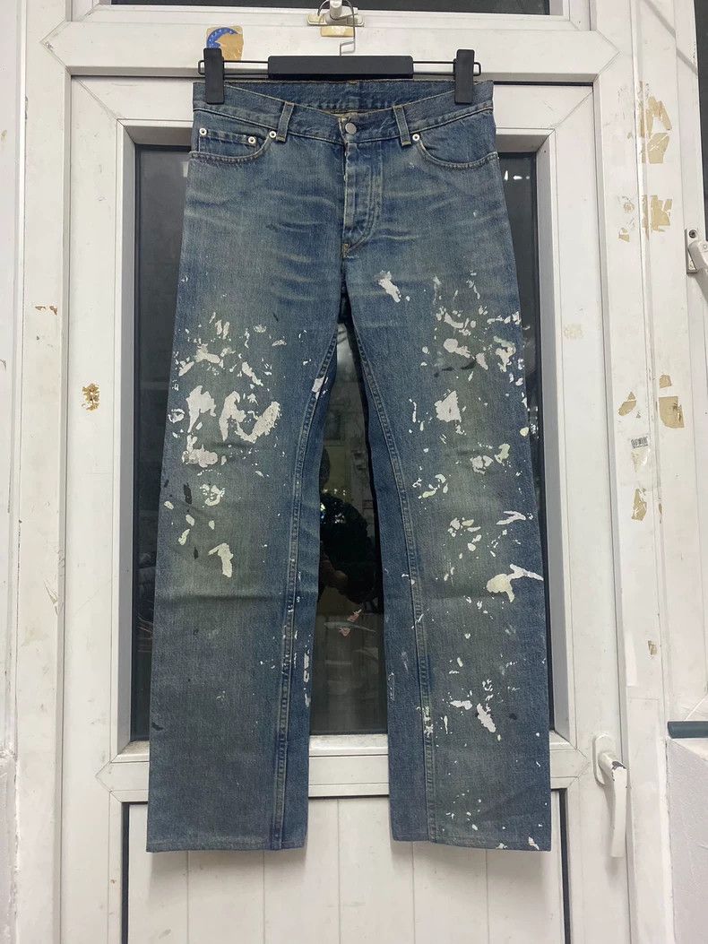 Helmut Lang Helmut Lang Blue Painted Denim Pants Size US 31 - 1 Thumbnail