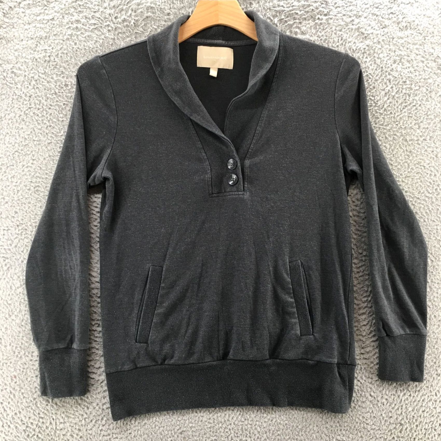 Banana Republic Banana Republic Henley Sweater Womens L Gray Cotton Blend Collared Long Sleeve Size L / US 10 / IT 46 - 2 Thumbnail
