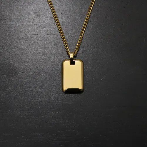 Jewelry Gold Tag Pendant Chain Necklace Size ONE SIZE - 1 Thumbnail