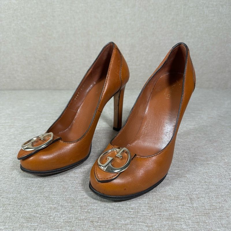 Gucci Gucci Stylish Brown High Heels with Metal Buckle 0079 Size US 6 / IT 36 - 1 Thumbnail