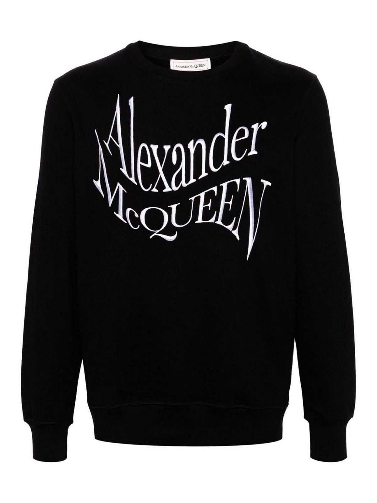 Alexander McQueen o1w1db10725 Warped Logo Sweatshirt in Black Size US M / EU 48-50 / 2 - 1 Thumbnail