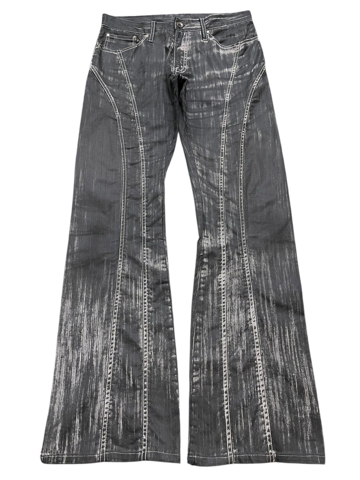 In The Attic Vintage Japan In The Attic Faded Wash Spiral Flocked Flare Size US 29 - 1 Thumbnail