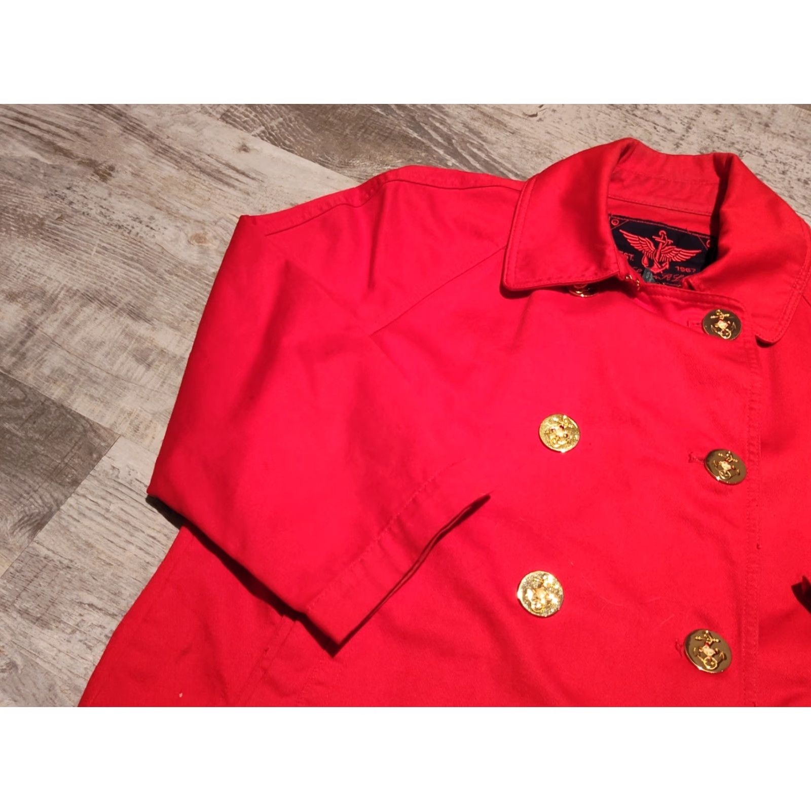 Ralph Lauren VINTAGE Lauren Ralph Lauren Women’s Jacket Short Denim Red Nautical Anchor Gold Buttons Size L Size L / US 10 / IT 46 - 4 Thumbnail