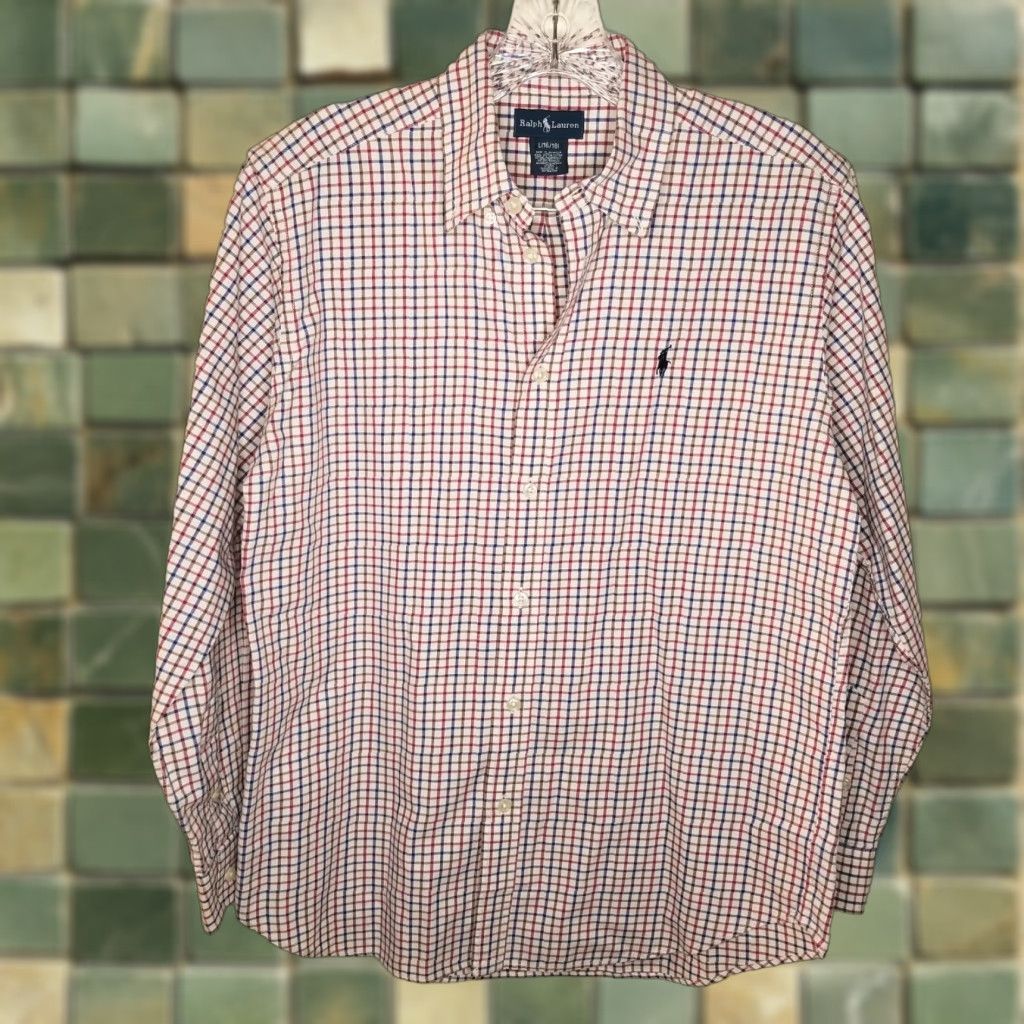 Ralph Lauren Ralph Lauren Shirt Men's Long Sleeve Button-Up Plaid Red Blue Size L Regular Mens Size US L / EU 52-54 / 3 - 1 Thumbnail
