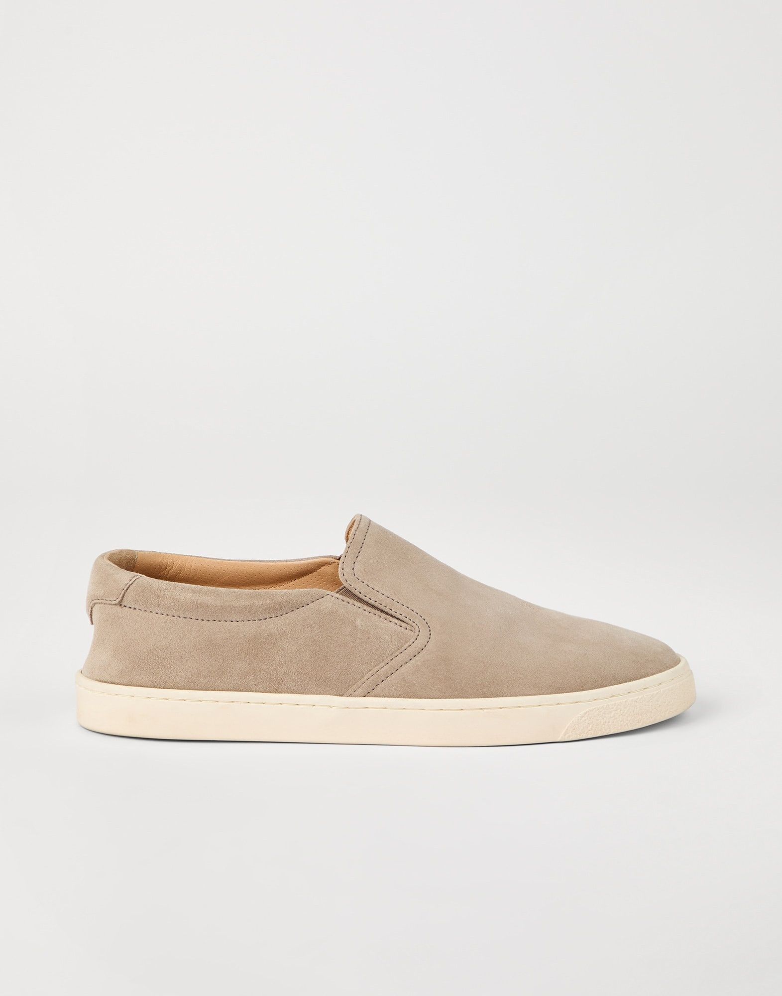 Brunello Cucinelli o1la1rc1a0326 Washed Suede Slip-On in Beige Size US 8 / EU 41 - 1 Thumbnail