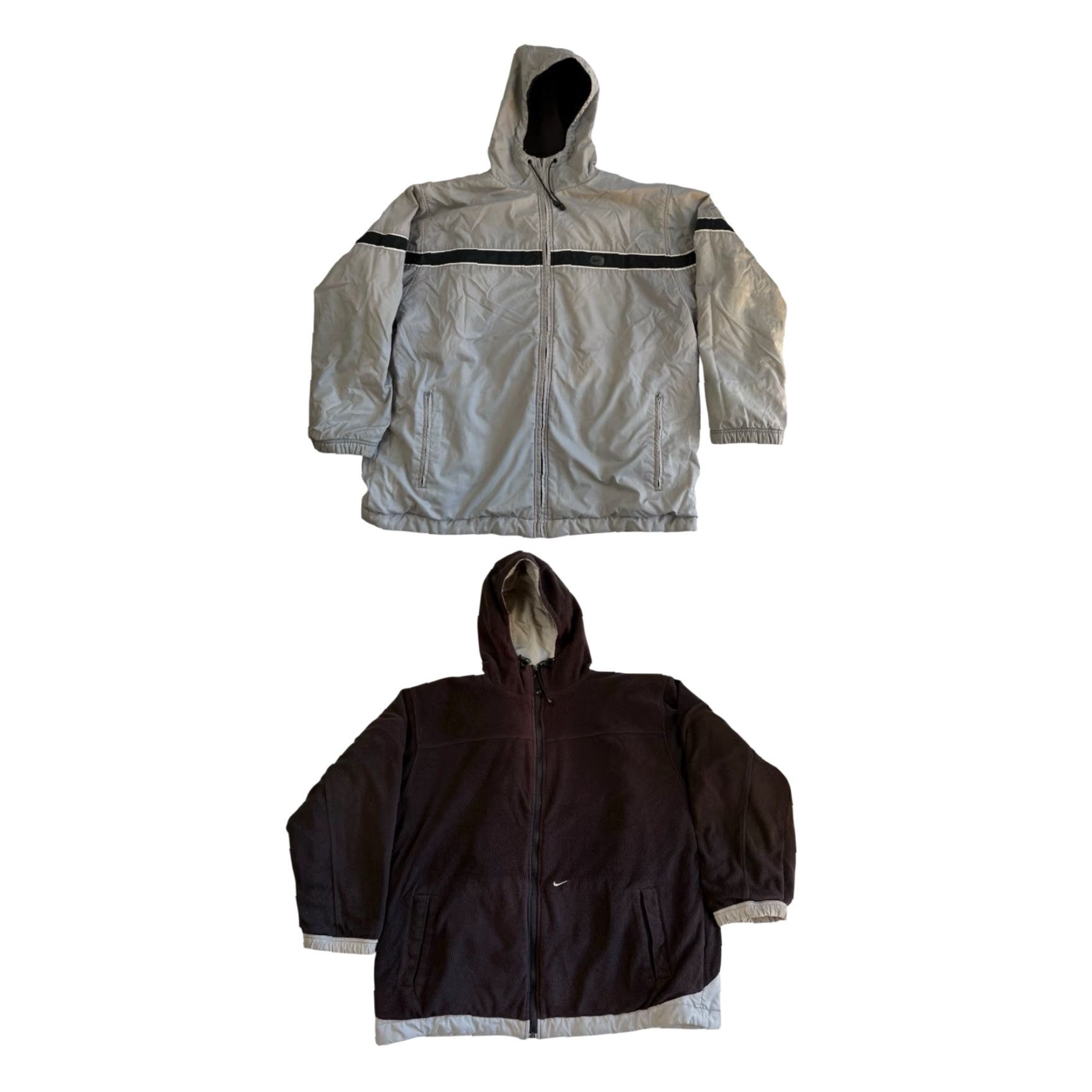 Nike VINTAGE Nike Reversible Hooded Jacket XL Gray Black Fleece Puffer Jacket Size US XL / EU 56 / 4 - 2 Thumbnail