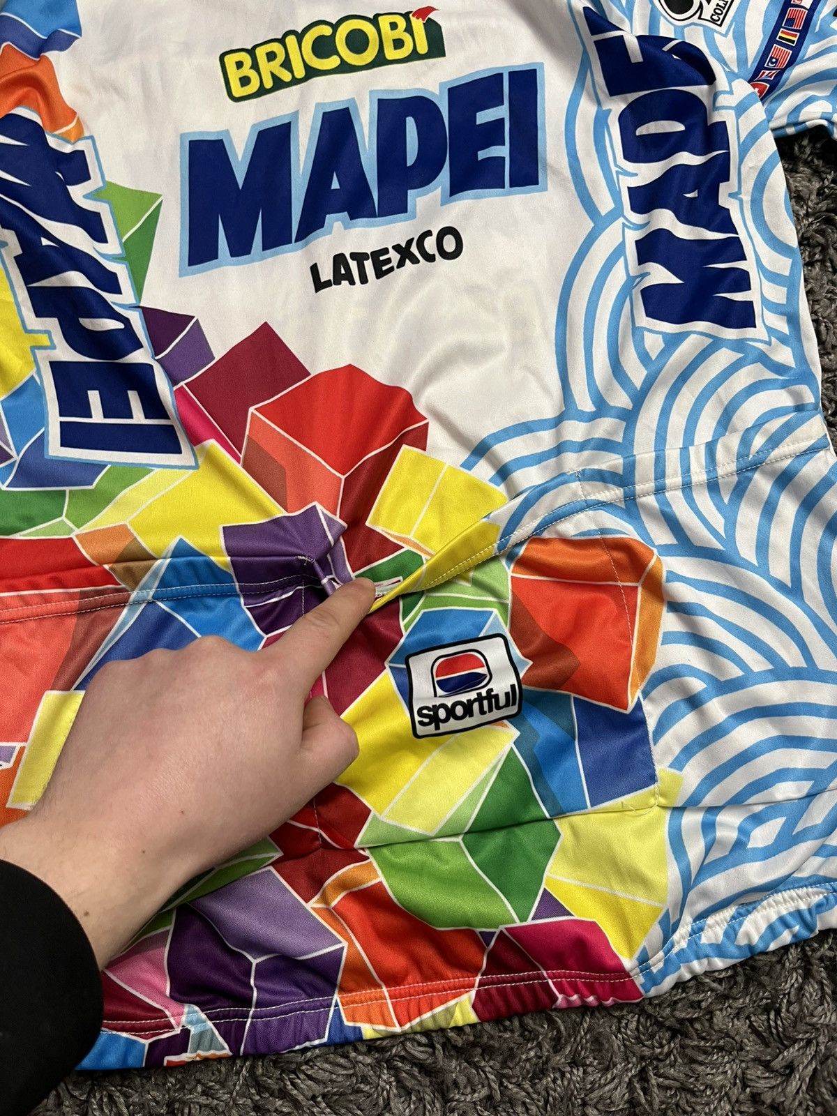 Vintage Vintage 1997 Mapei Bricobi Colnago Cycling Jersey Sportful Size US L / EU 52-54 / 3 - 6 Thumbnail