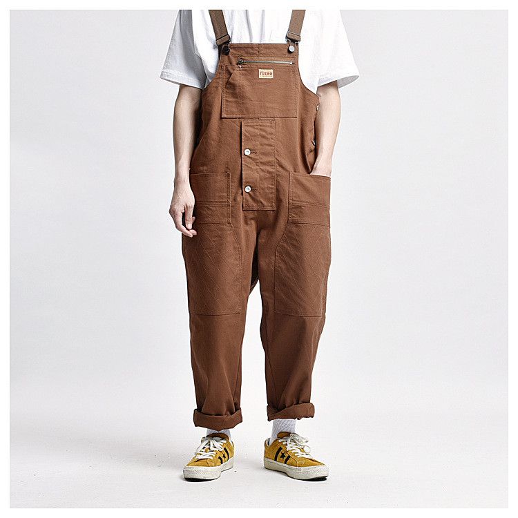 Men's Street Washed Vintage Loose Multi-Pocket Overalls