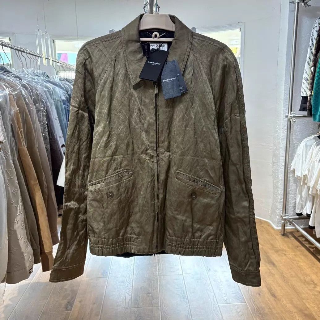 Saint Laurent Paris Beige Zip-Front Bomber Jacket Size M Size US M / EU 48-50 / 2 - 1 Thumbnail