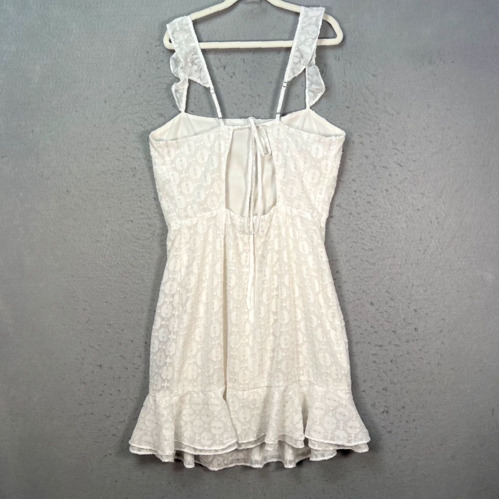 Bar III Bar III Womens Dress Sleeveless White Lace Ruffle Hem Medium Size M / US 6-8 / IT 42-44 - 2 Thumbnail