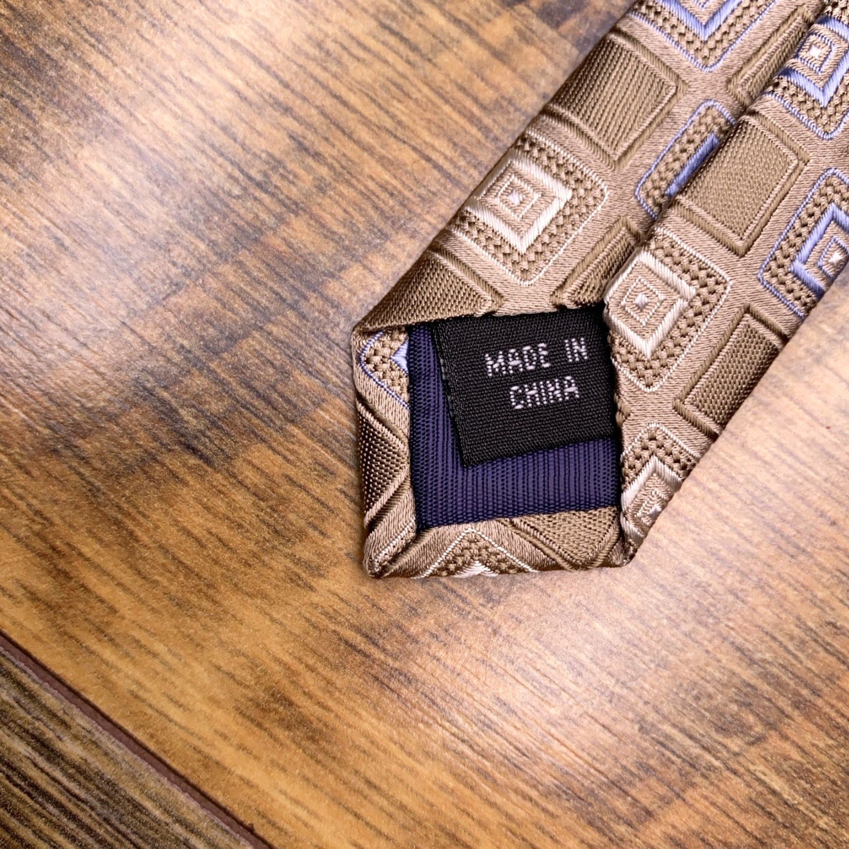 Joseph Abboud Joseph Abboud Silk Tie Geometric Tan Brown Squares Wedding Pointed 57"-60" One Size Men Stain Inside Lining Adjustable Logo New Sequentially Edited Size ONE SIZE - 4 Thumbnail