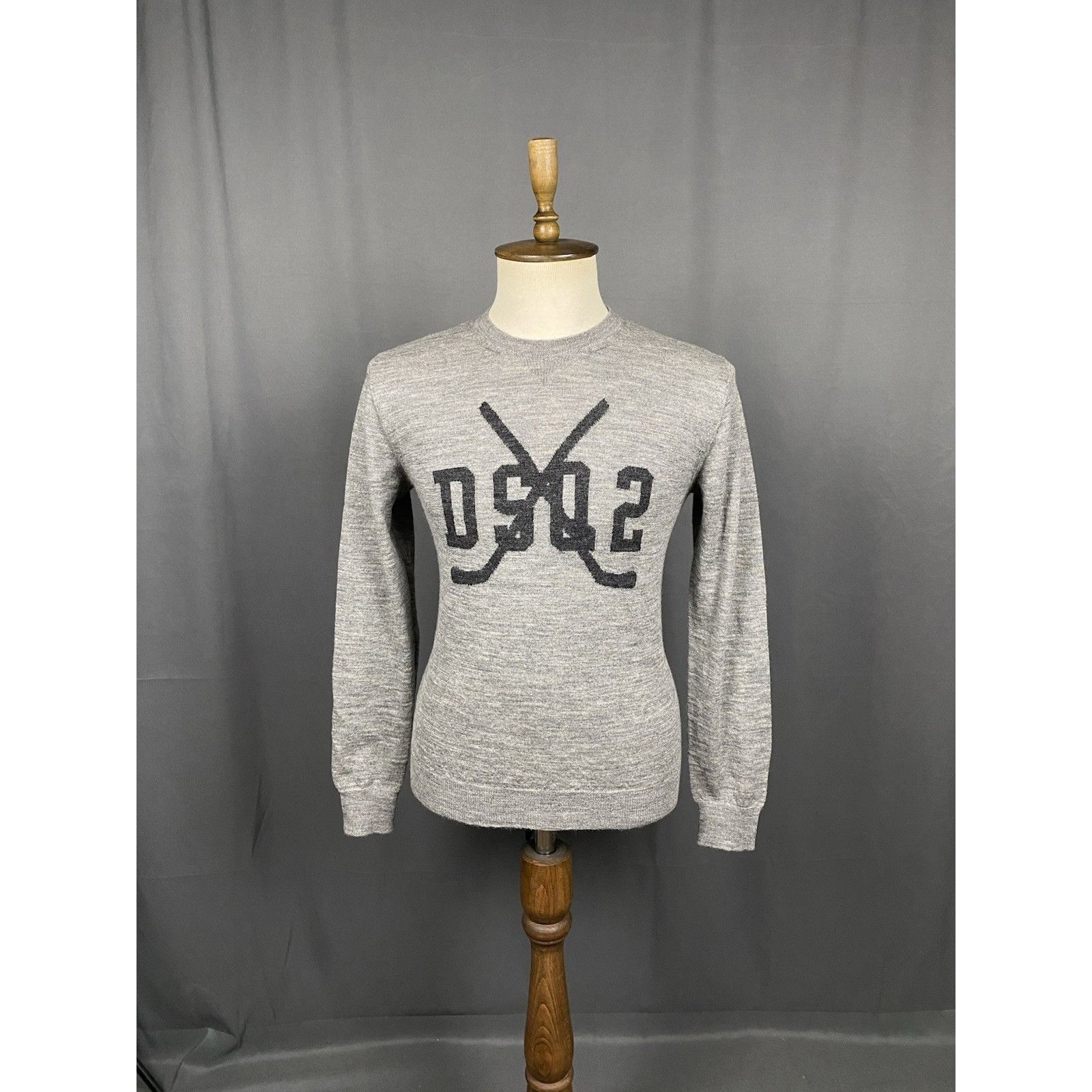 Dsquared2 Dsquared2 Big Logo Men's Gray Crewneck Wool Sweater Size M Size US M / EU 48-50 / 2 - 3 Thumbnail