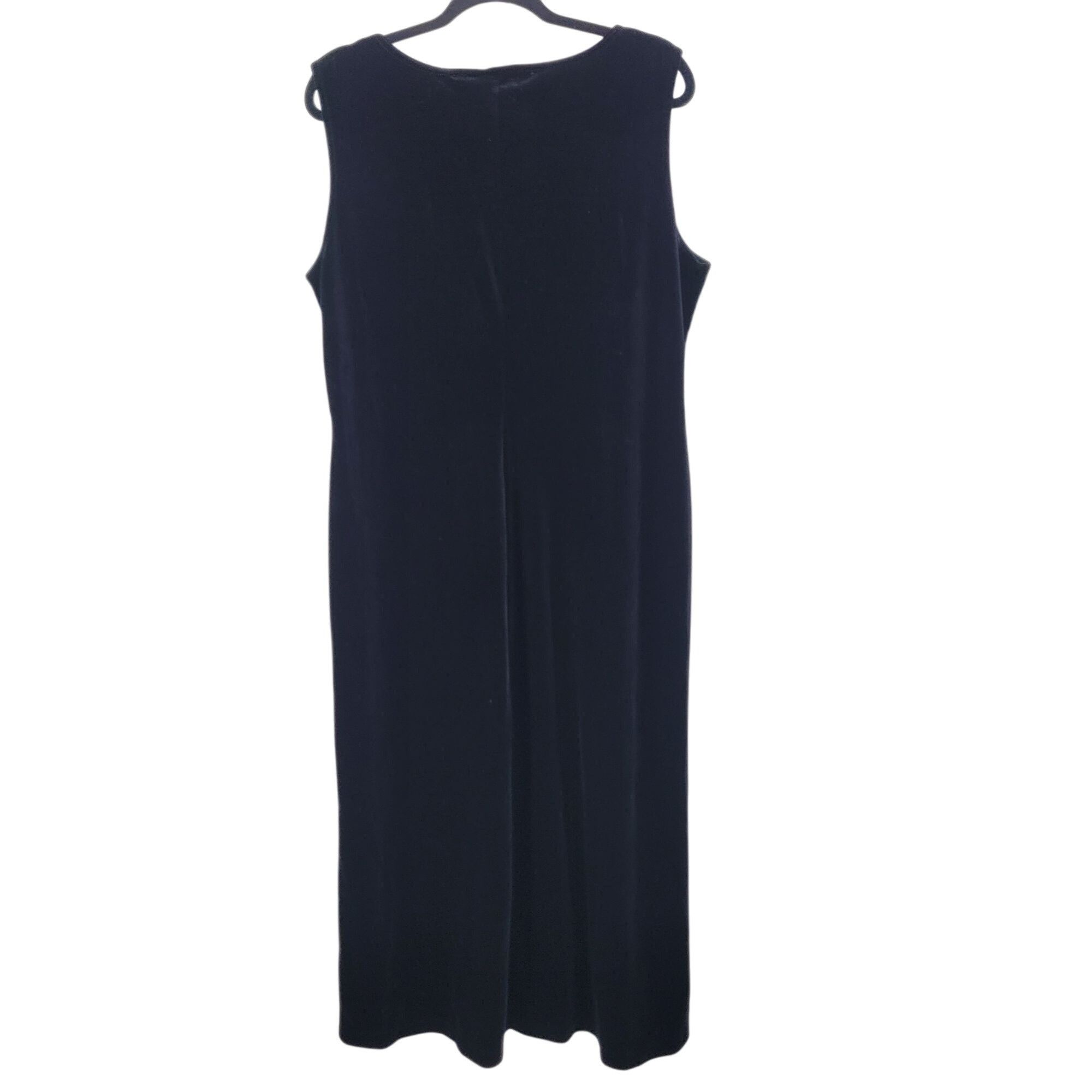 Vintage Vtg 80s Black Velour Sleeveless Maxi Dress XL 16/18 Stretch Size XL / US 12-14 / IT 48-50 - 2 Thumbnail