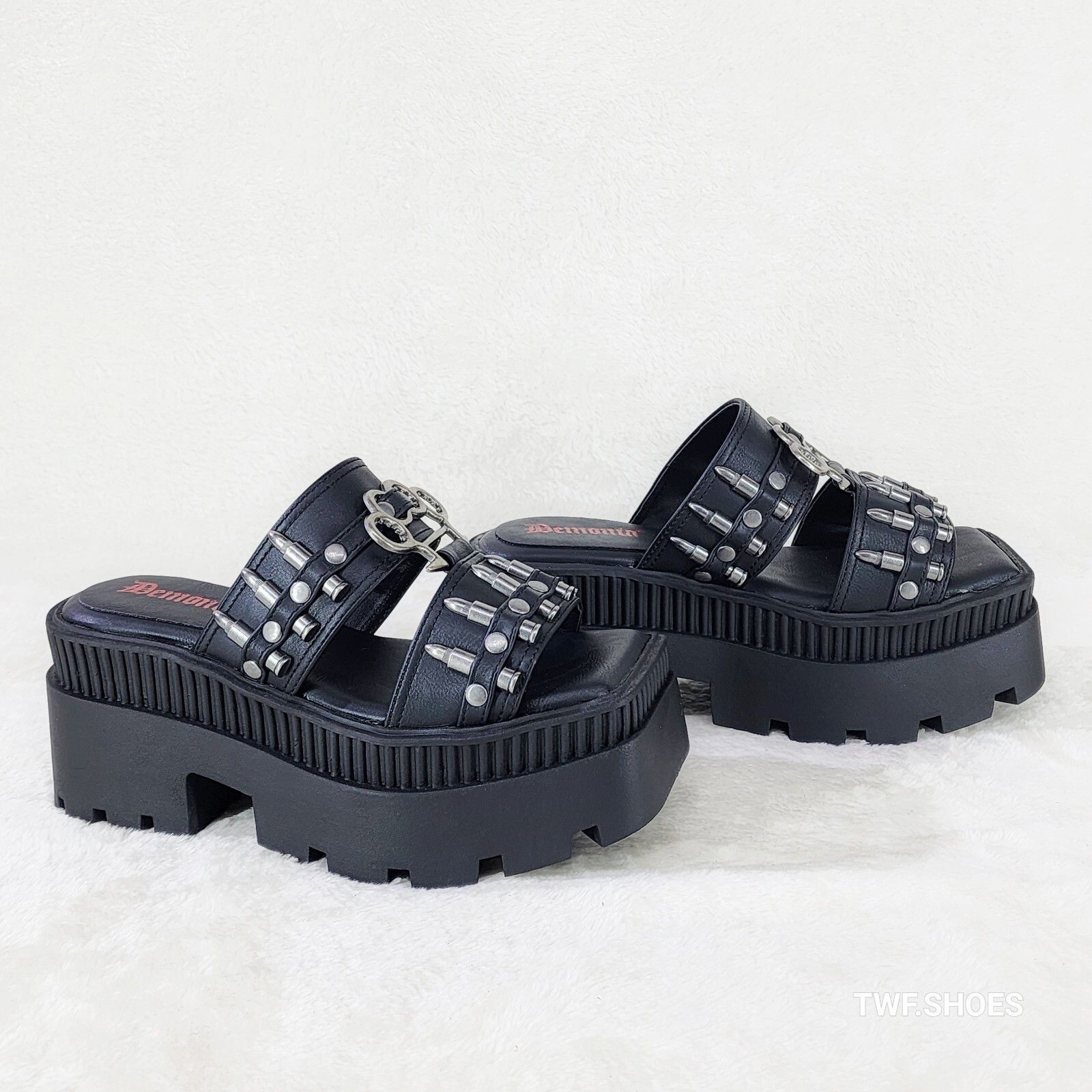 Demonia Cult DEMONIA Wrath Bullet Stud Brass Knuckle Platform Goth Sandal Size US 9 / IT 39 - 8 Thumbnail