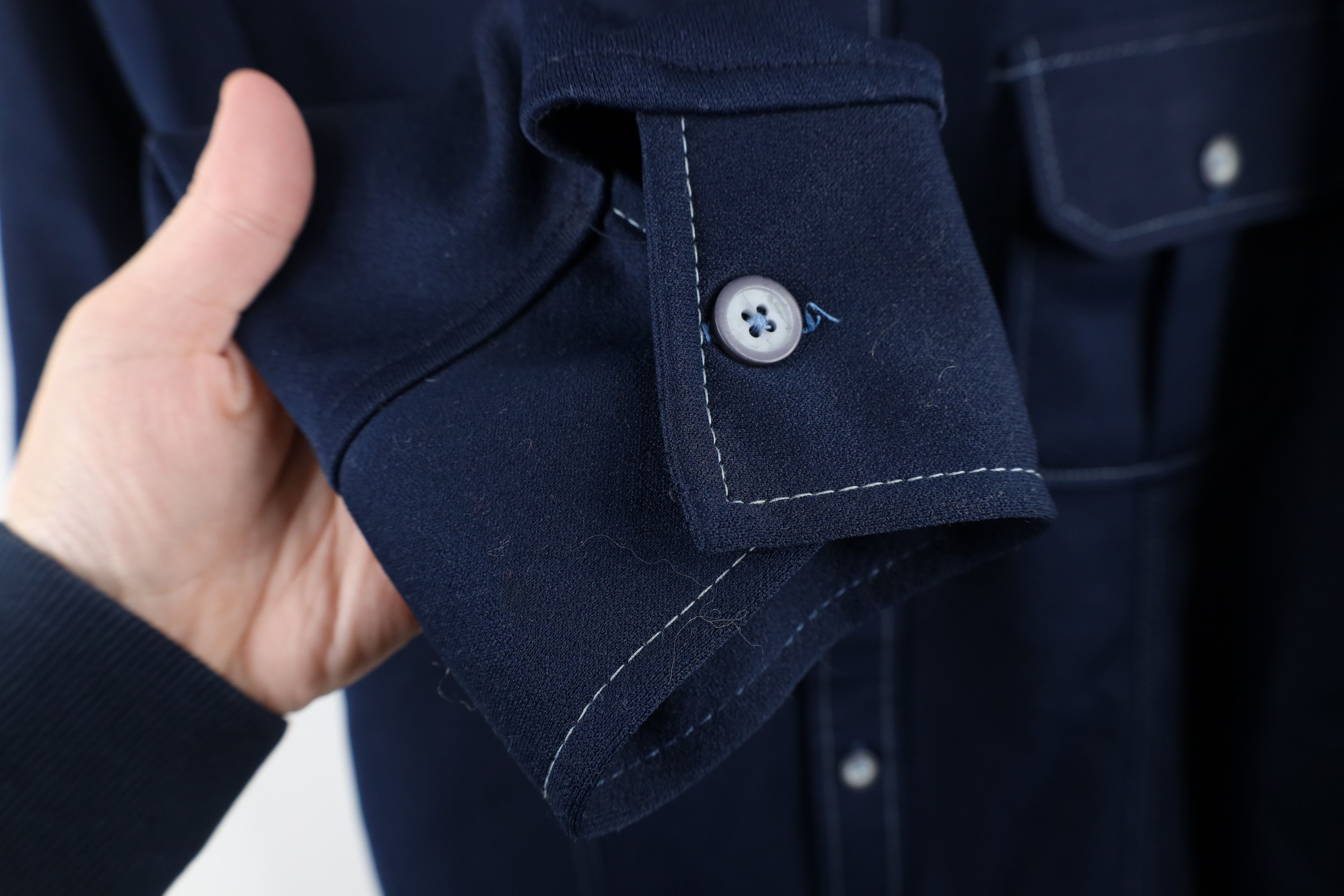 Vintage × Wrangler Vintage 70s Wrangler Knit Button Shirt Jacket Blue USA Size US XL / EU 56 / 4 - 10 Thumbnail