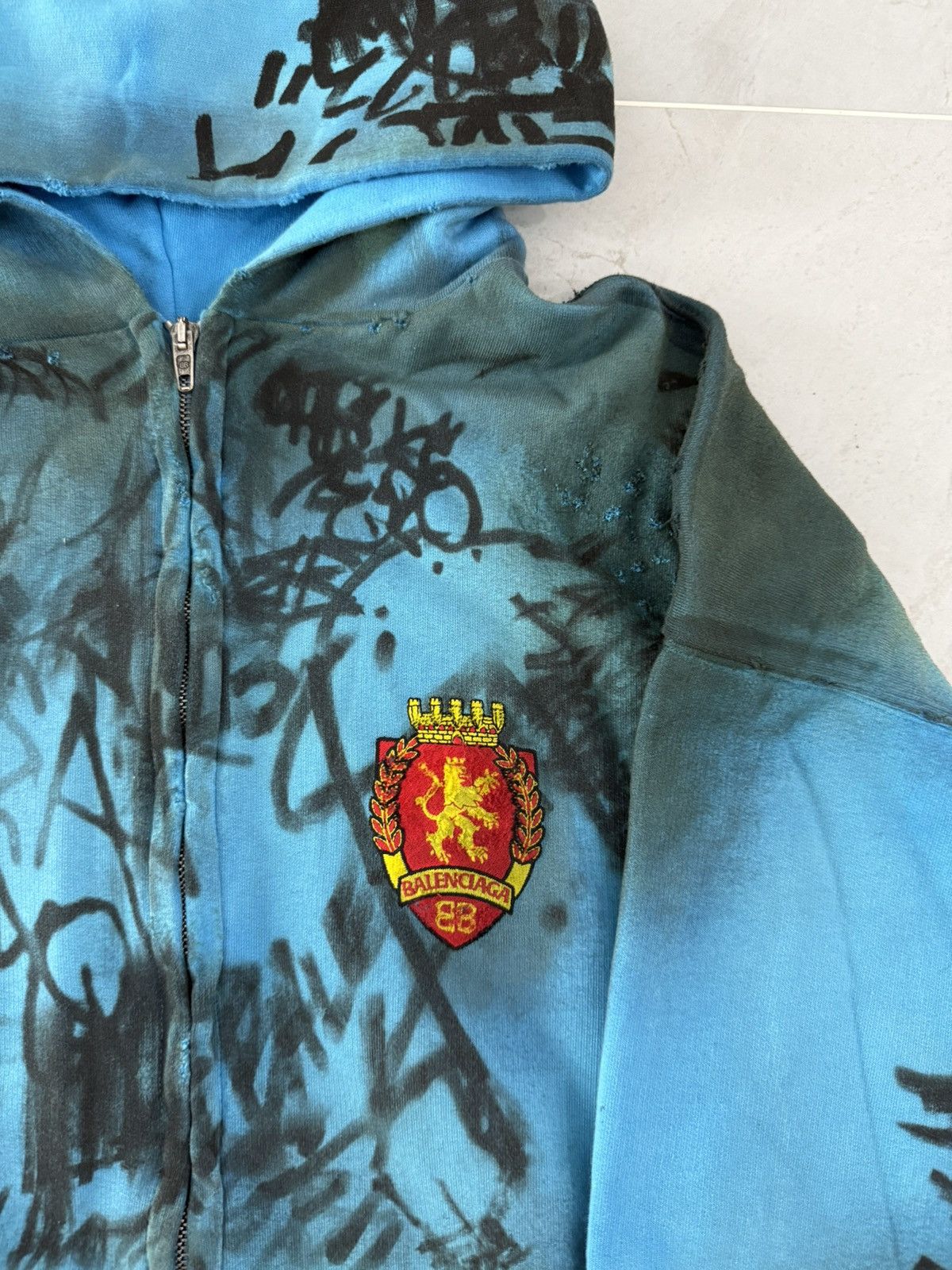 Balenciaga Balenciaga SS23 Blue Skate Graffiti Zip Hoodie Sz.XS Size US XS / EU 42 / 0 - 2 Thumbnail