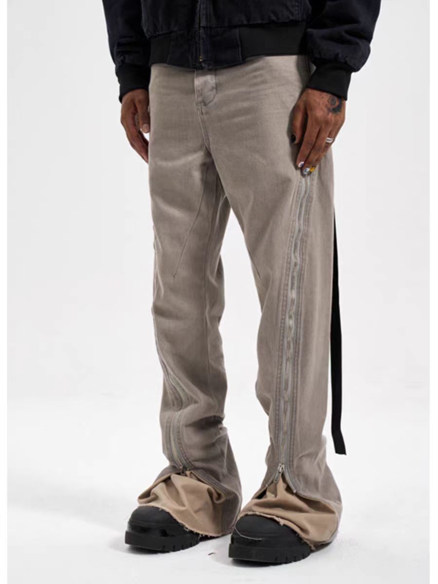 Japanese Brand × Jean High Street Hip Hop Spiral Zipper Raw Edge Micro Baggy Jeans Size US 30 / EU 46 - 1 Thumbnail