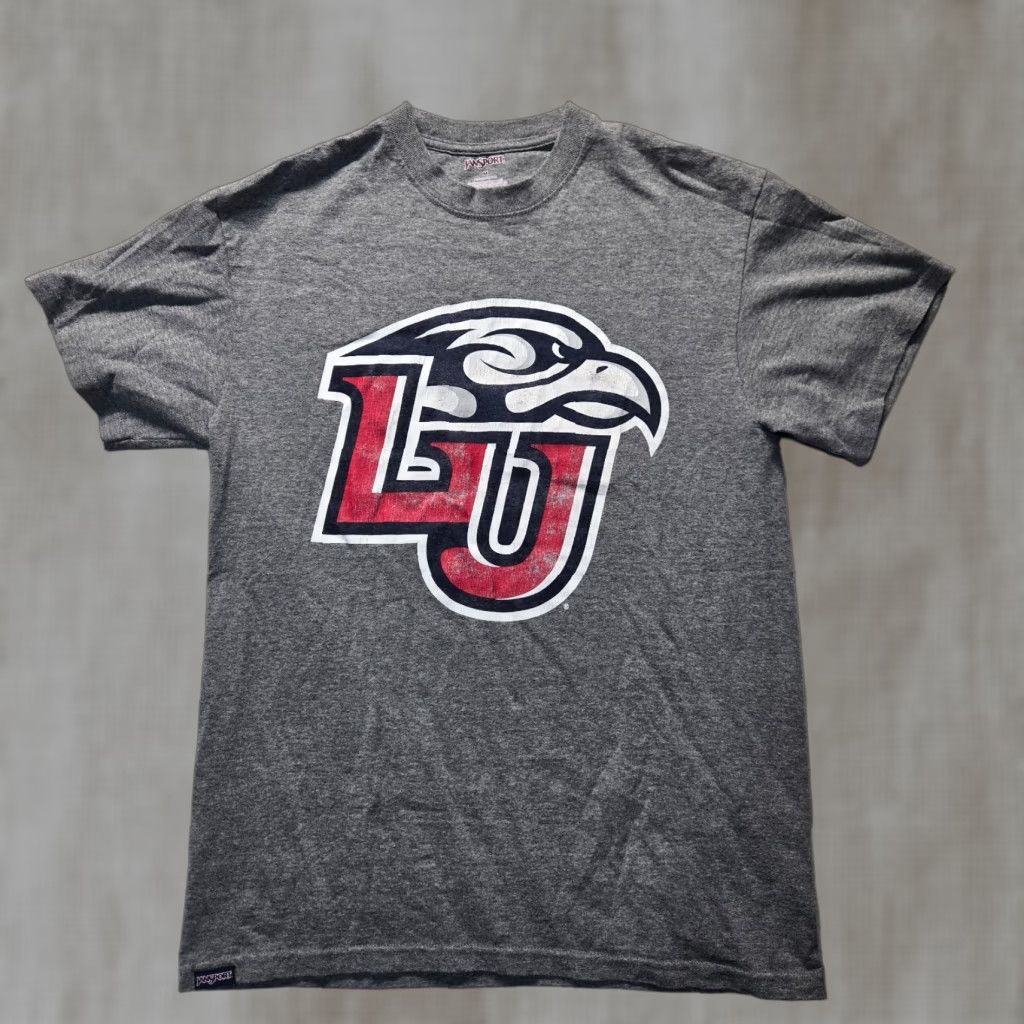 Vintage Liberty University LU Virginia VA Gray Tee T-Shirt Adult Men's Size M Medium Shirt Casual Collegiate Flames Logo Graphic Print 90s Theme Mens Size US M / EU 48-50 / 2 - 1 Thumbnail