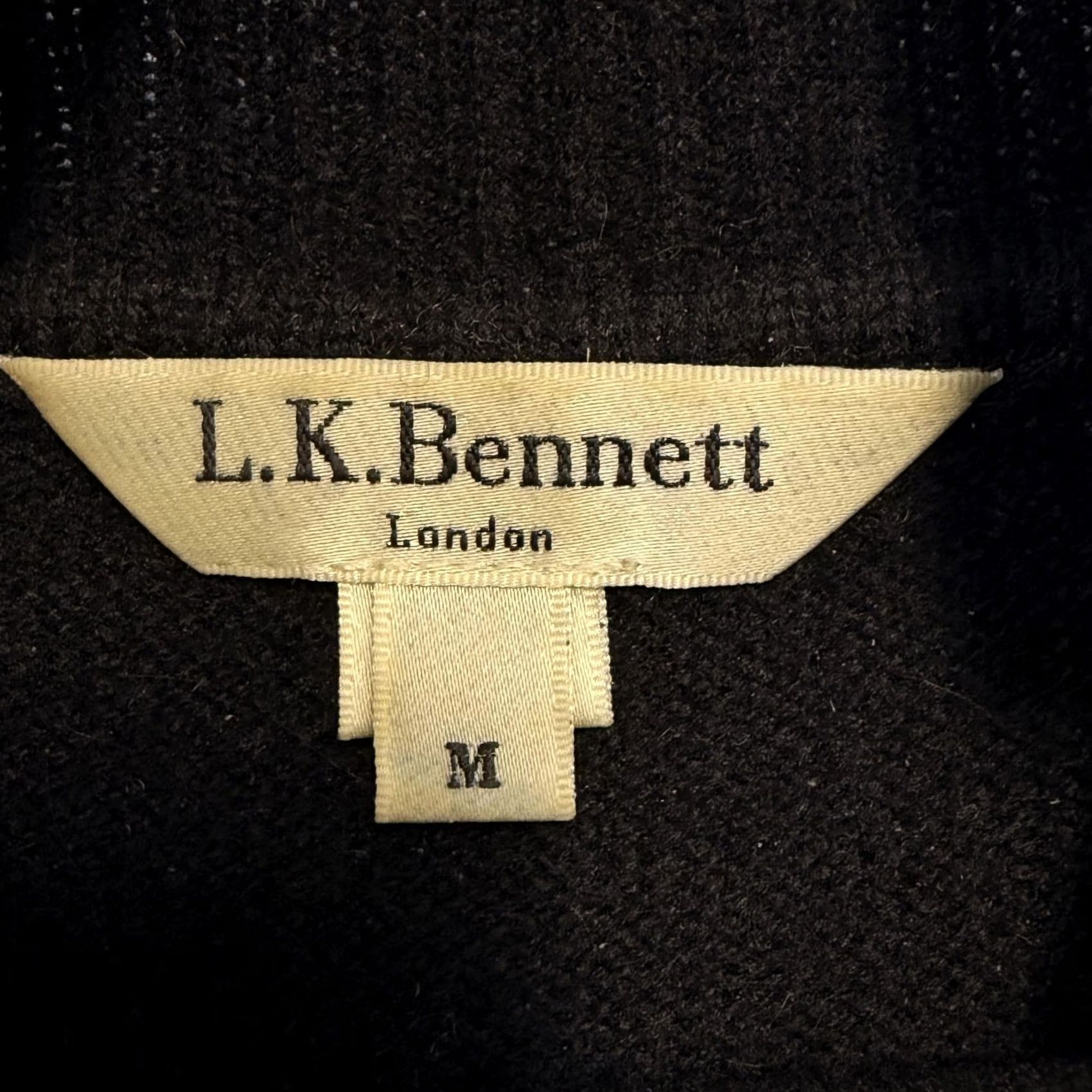 Vintage L.K. Bennett Saphy Sweater Tunic Womens Medium Black Charcoal Stripe Mock Neck 3/4 Sleeve Wool Knit Size M / US 6-8 / IT 42-44 - 7 Thumbnail
