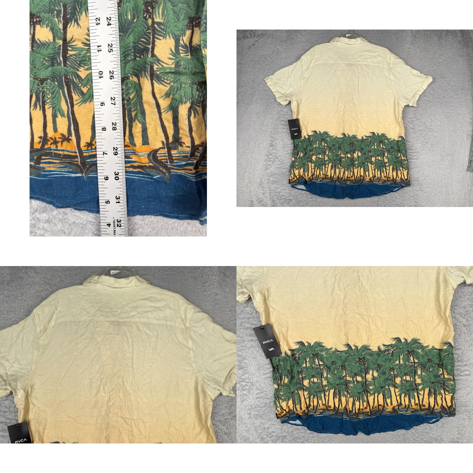 RVCA RVCA Shirt Mens 2XL Beige Short Sleeve Palm Tree Hawaiian Button Up Beach Size US XXL / EU 58 / 5 - 9 Thumbnail