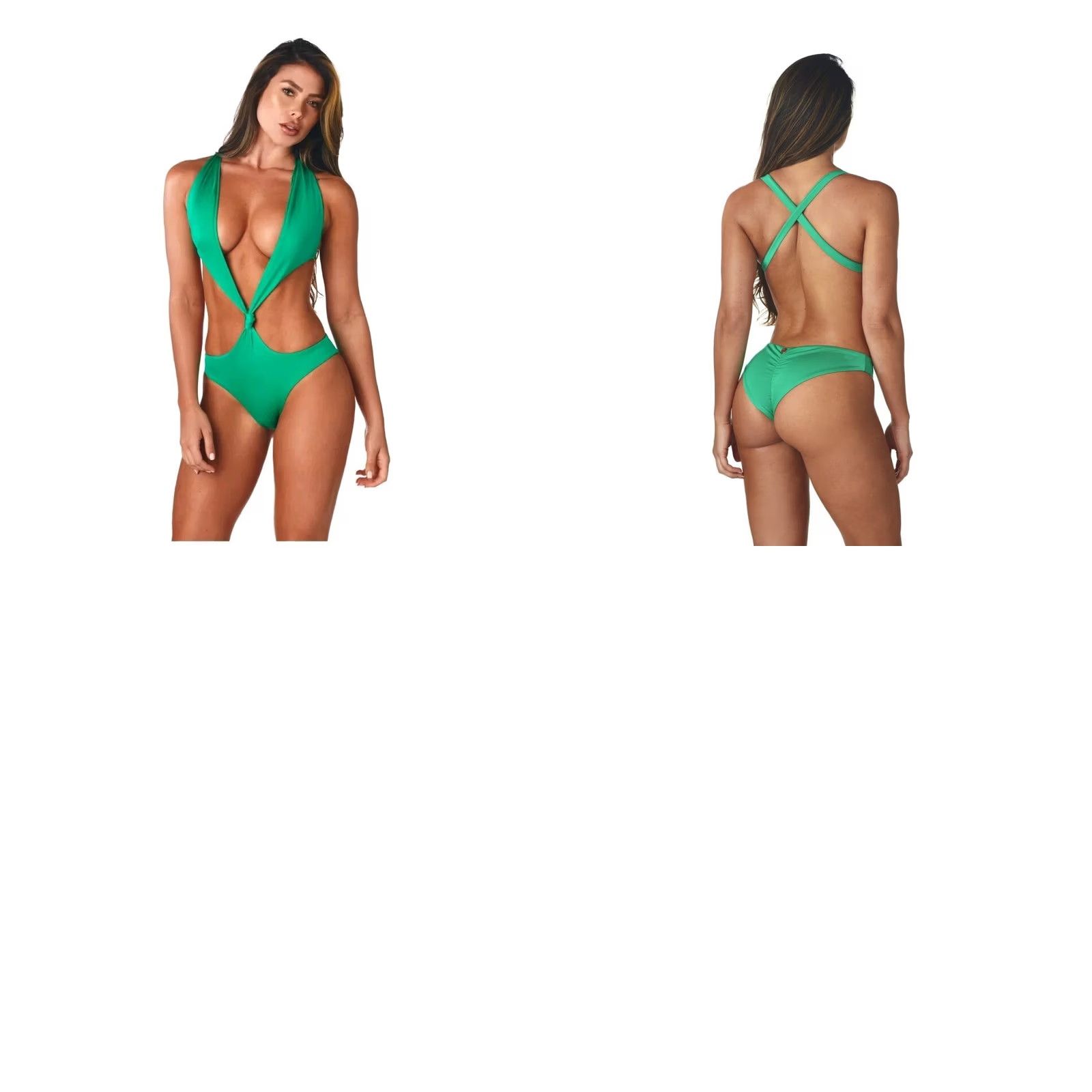 Vintage Syrena Emerald Mariposa Monokini Swimwear One Piece S GREEN Spandex Cheeky Spaghetti NEW USA Womens swimsuit Size ONE SIZE - 8 Thumbnail
