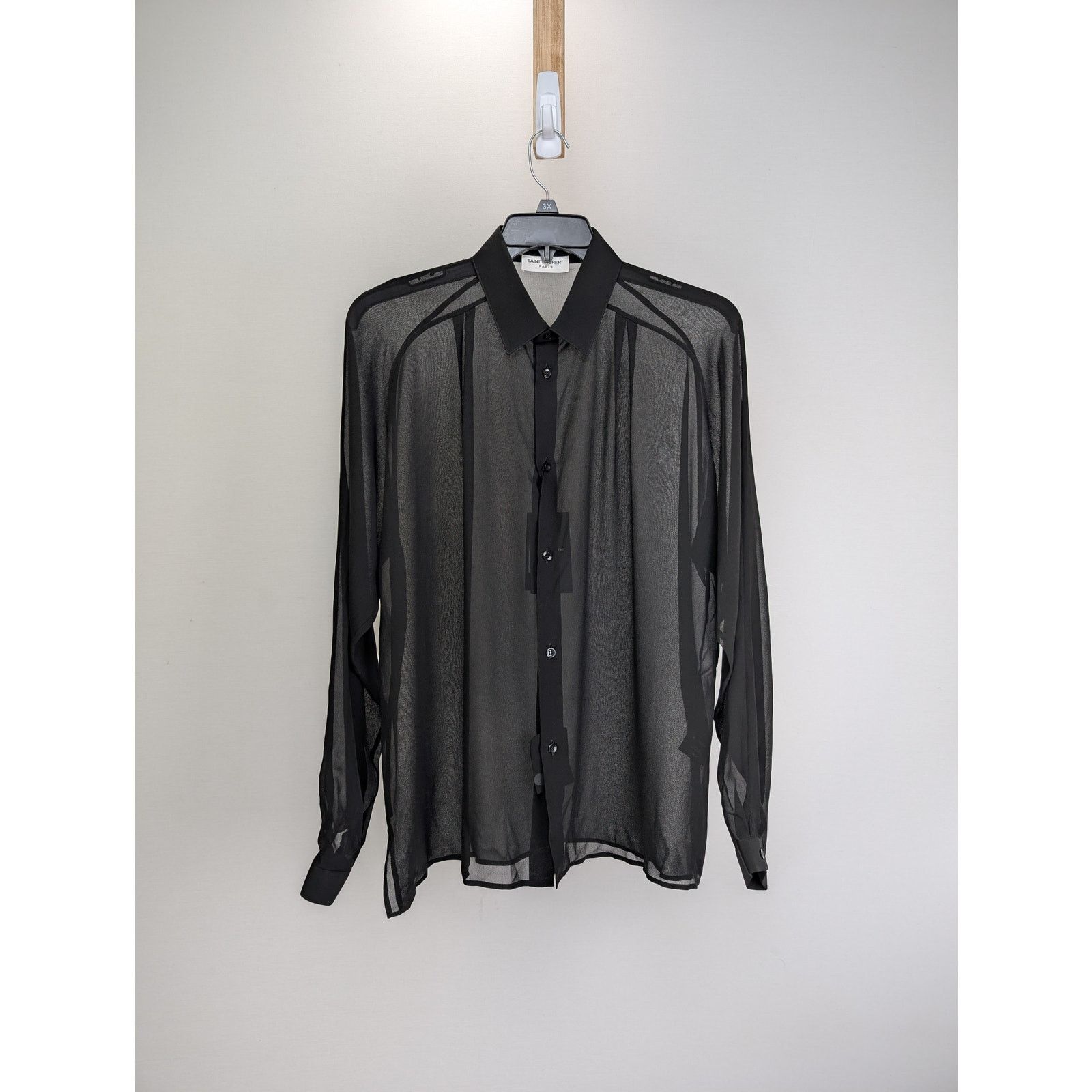 Saint Laurent Paris o1rshd1 Chemise Detail Ragla Georgette De Soie Lavee Shirt Size US M / EU 48-50 / 2 - 1 Thumbnail