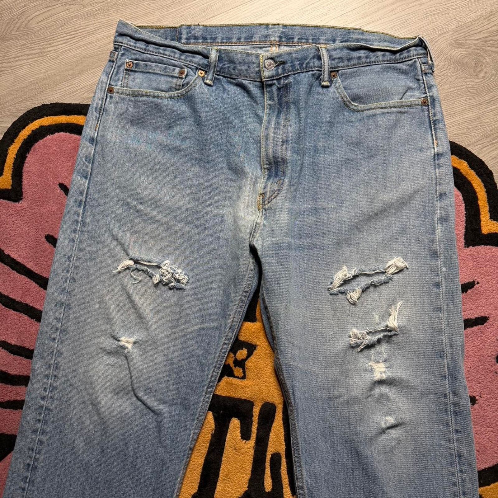 Levi's Levi’s Strauss 505 Regular Fit Distressed Denim Jeans 40x30 Size US 40 / EU 56 - 2 Thumbnail