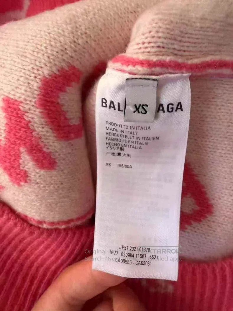 Balenciaga Balenciaga Pink Barrage Logo Wool Cardigan Size US XS / EU 42 / 0 - 4 Thumbnail