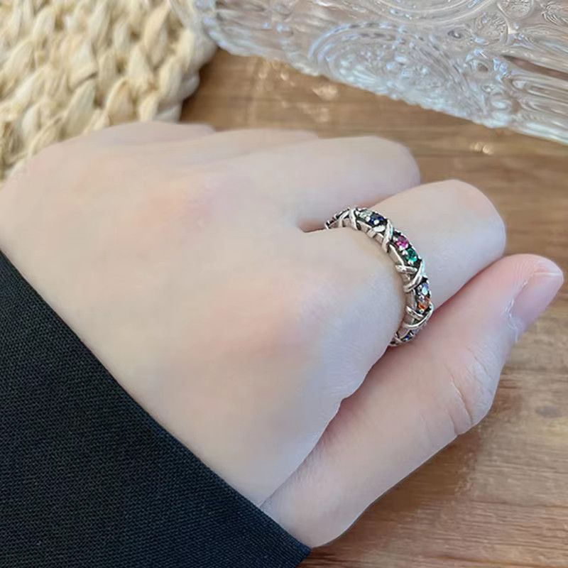 Jewelry Multicolor Zircon Cross Rings Size ONE SIZE - 3 Thumbnail