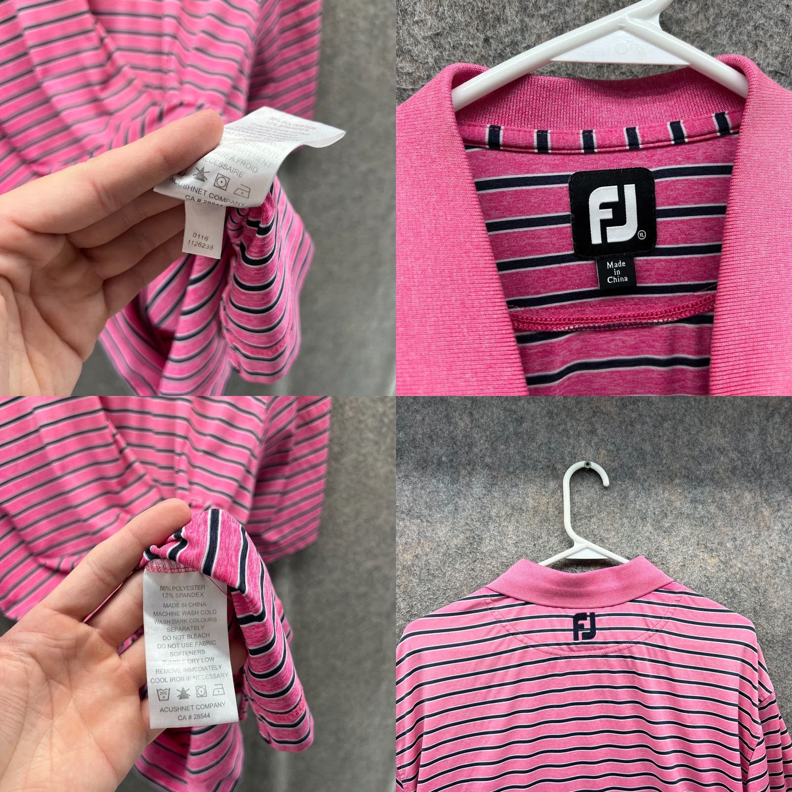 Footjoy VINTAGE FootJoy Polo Shirt Men XL Pink Striped Golf Bay Hill Logo Shirt Short Sleeve Button Collar Size US XL / EU 56 / 4 - 8 Thumbnail