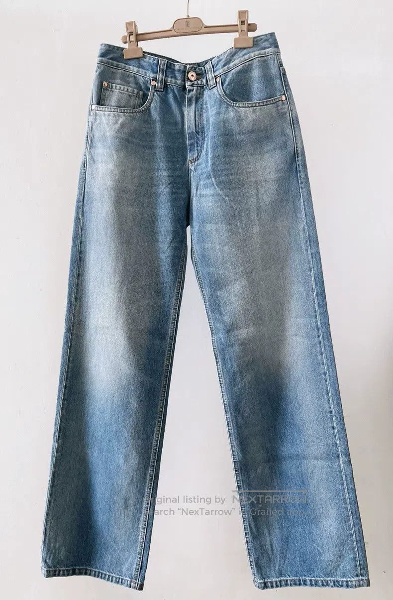 Brunello Cucinelli Brunello Cucinelli Washed and whitened blue mid-rise wide- Size 26" / US 2 / IT 38 - 1 Thumbnail