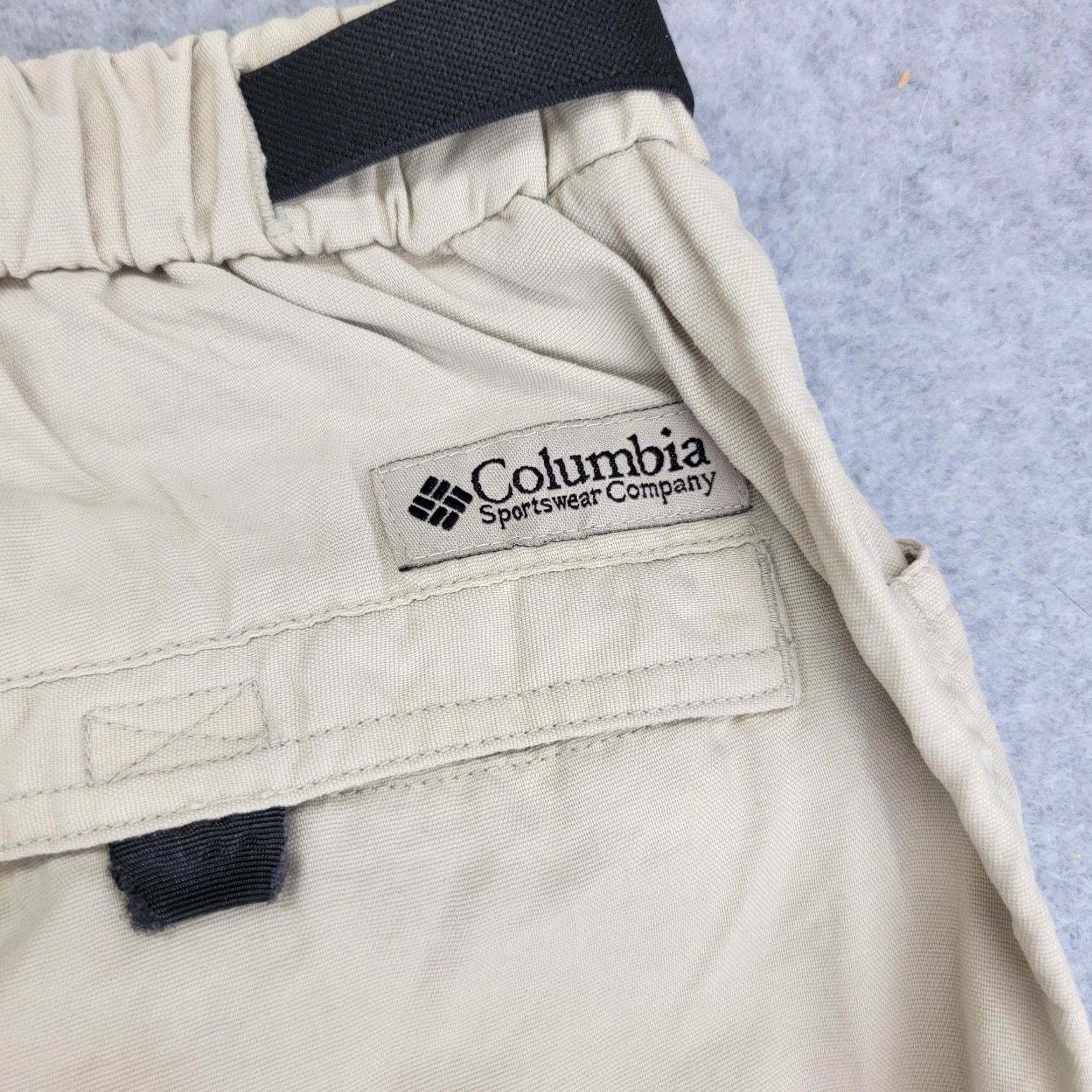 Vintage Columbia Pants Mens Large Khaki Nylon Hiking Elastic Waist Belted Quick Dry Size US 33 - 6 Thumbnail
