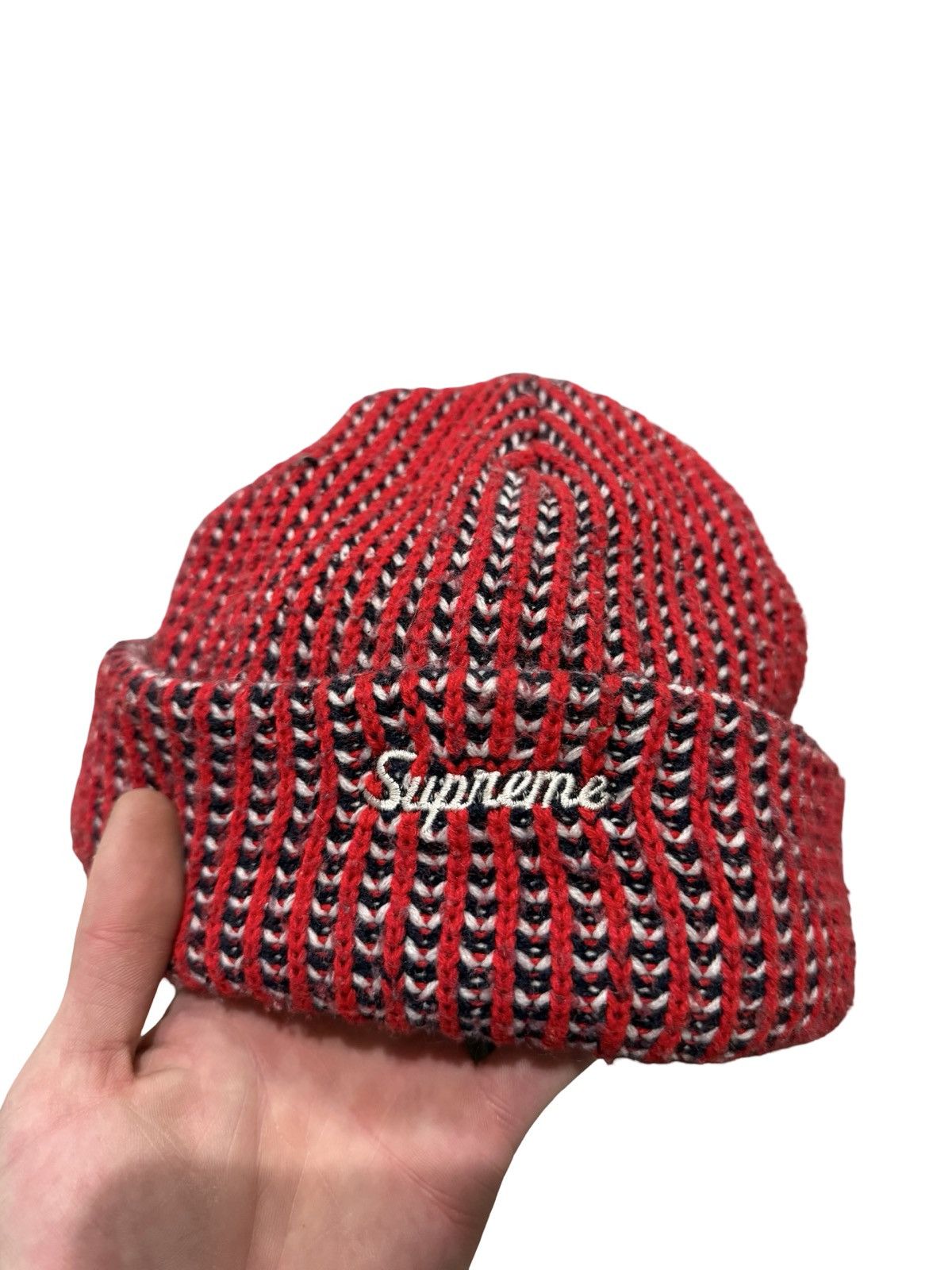 Japanese Brand Supreme Plaid Beanie FW15 Loose knit Cuffed Grid Size ONE SIZE - 2 Thumbnail