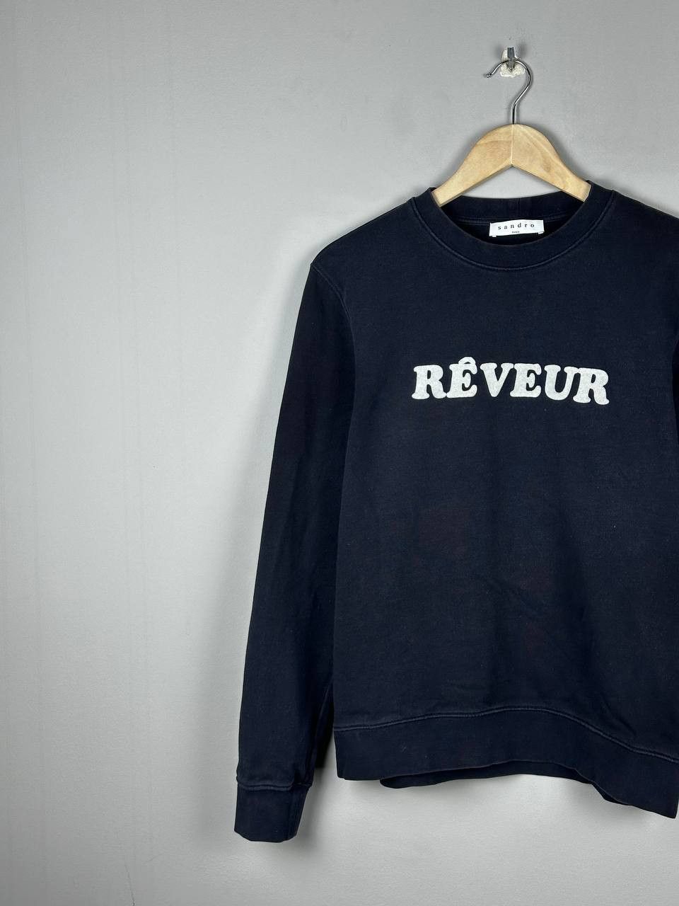 Sandro Sandro Paris Reveur Logo Navy Cotton Sweatshirt Size M / US 6-8 / IT 42-44 - 2 Thumbnail