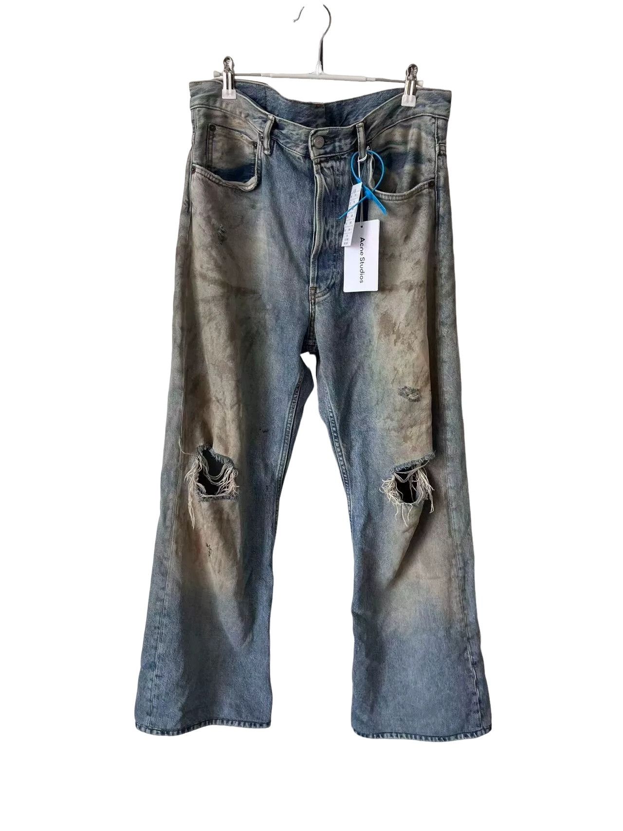 Acne Studios Acne Studios 2021M Dirty Wash Distressed Jeans 33 Size US 33 - 1 Thumbnail