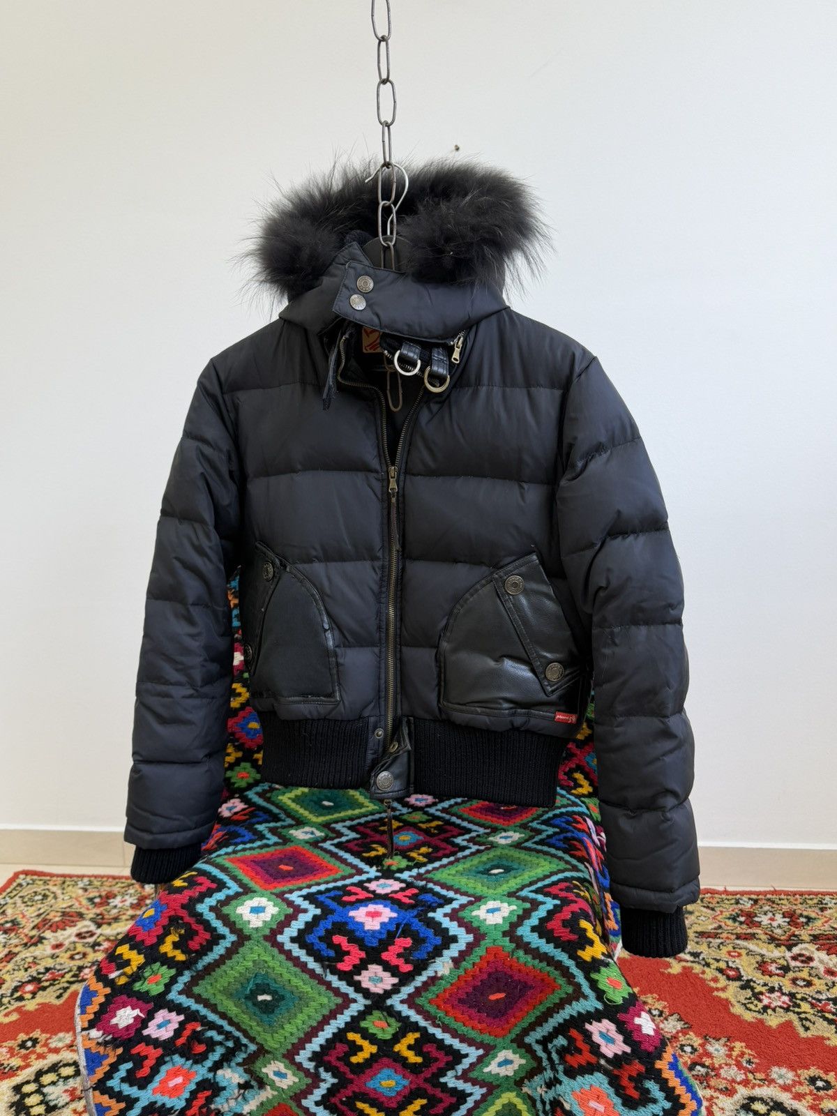 Le Grande Bleu (L.G.B.) Avant Garde Hysteric Glamour Style Fur Hood Bomber Jacket Size US S / EU 44-46 / 1 - 3 Thumbnail