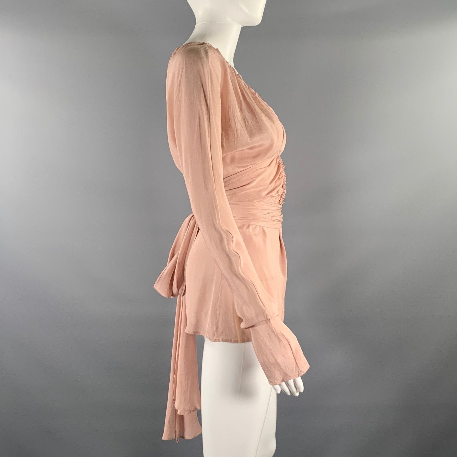 Gucci GUCCI Size M Taupe Silk Blouse Size M / US 6-8 / IT 42-44 - 3 Thumbnail